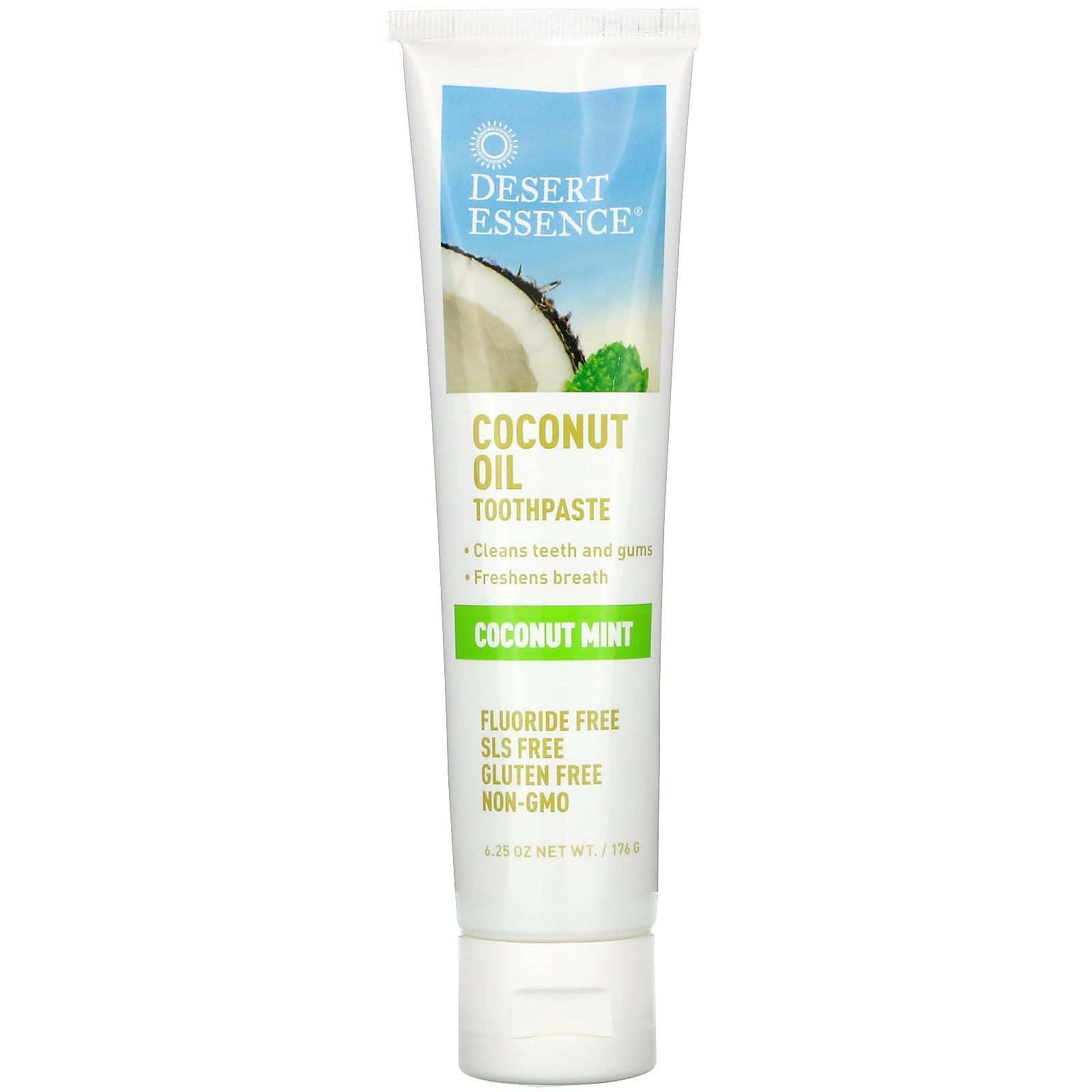 Desert Essence, Crema dental de aceite de coco, Coco Menta, 6.25 oz (176 g)