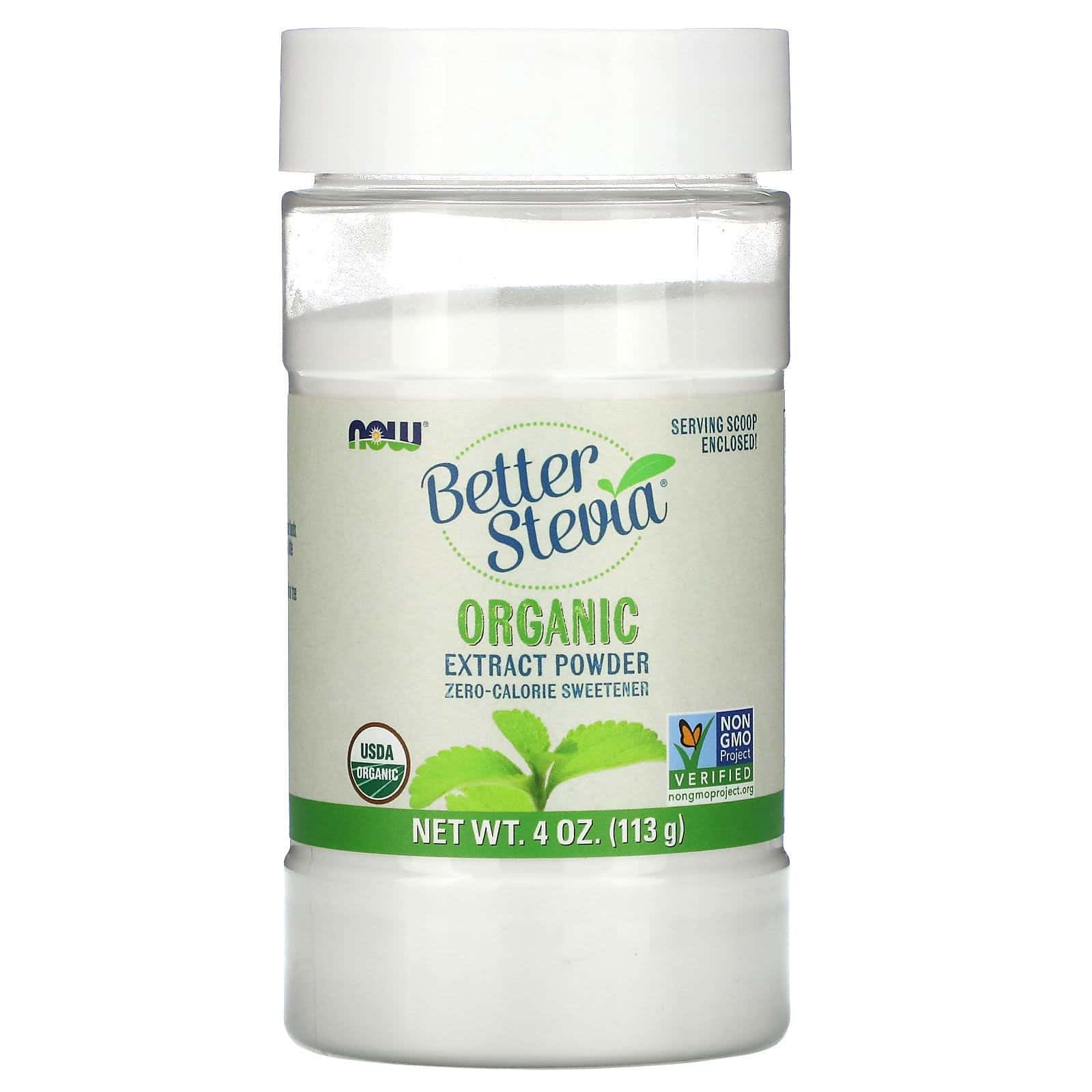 Now Foods, Orgánico certificado, Better Stevia, extracto en polvo, 4 oz (113 g)