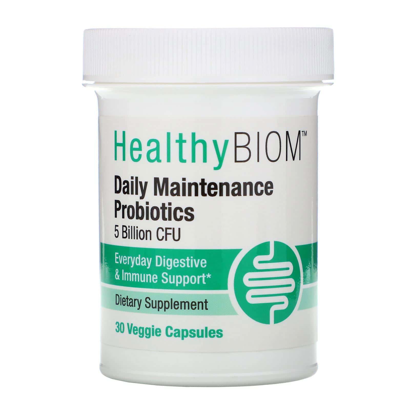 HealthyBiom, Probióticos para mantenimiento diario, 5000 millones de UFC, 30 cápsulas vegetales