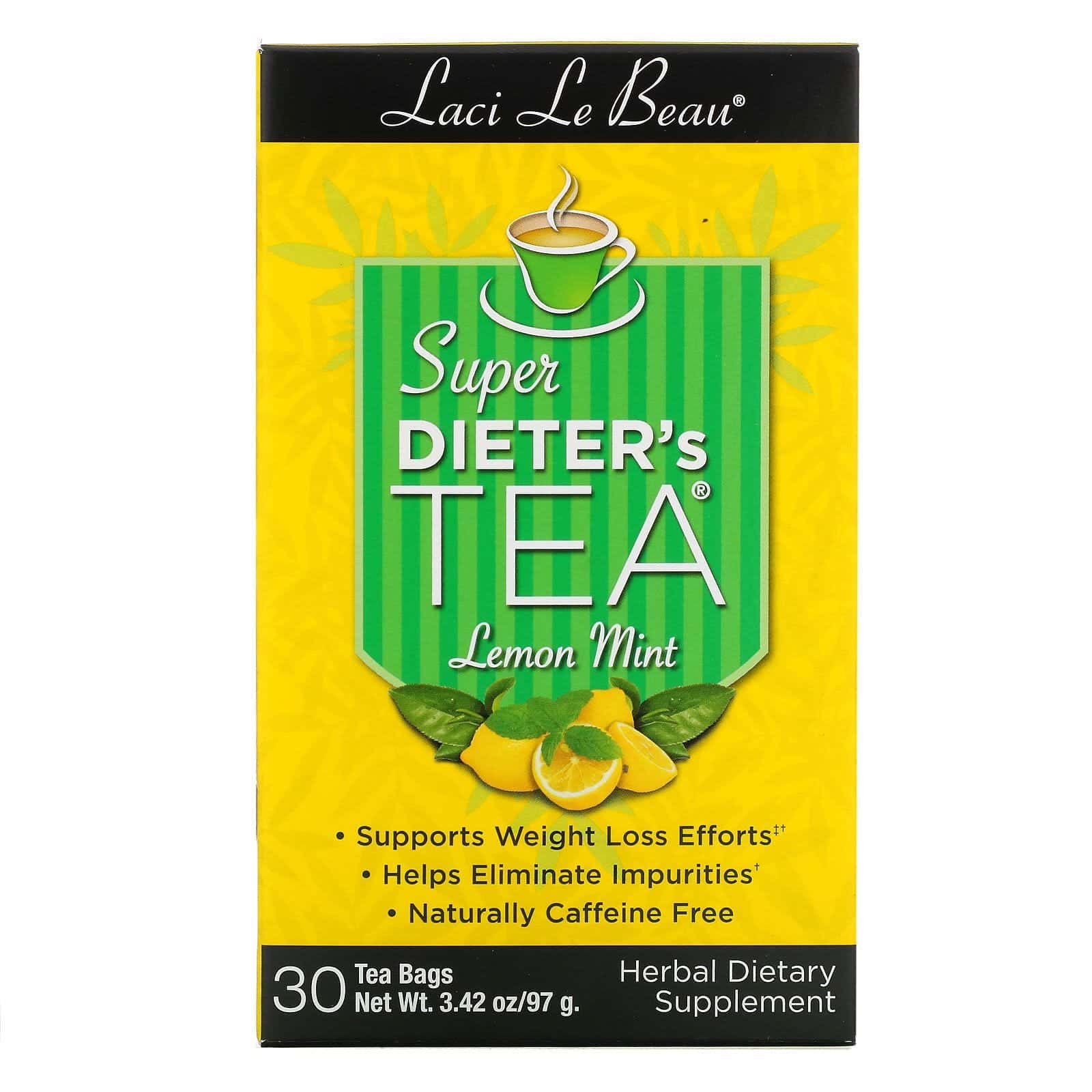 Natrol, Laci Le Beau, súper té para dieta, Limón menta, 30 bolsitas de té, 75 g (2,63 oz)
