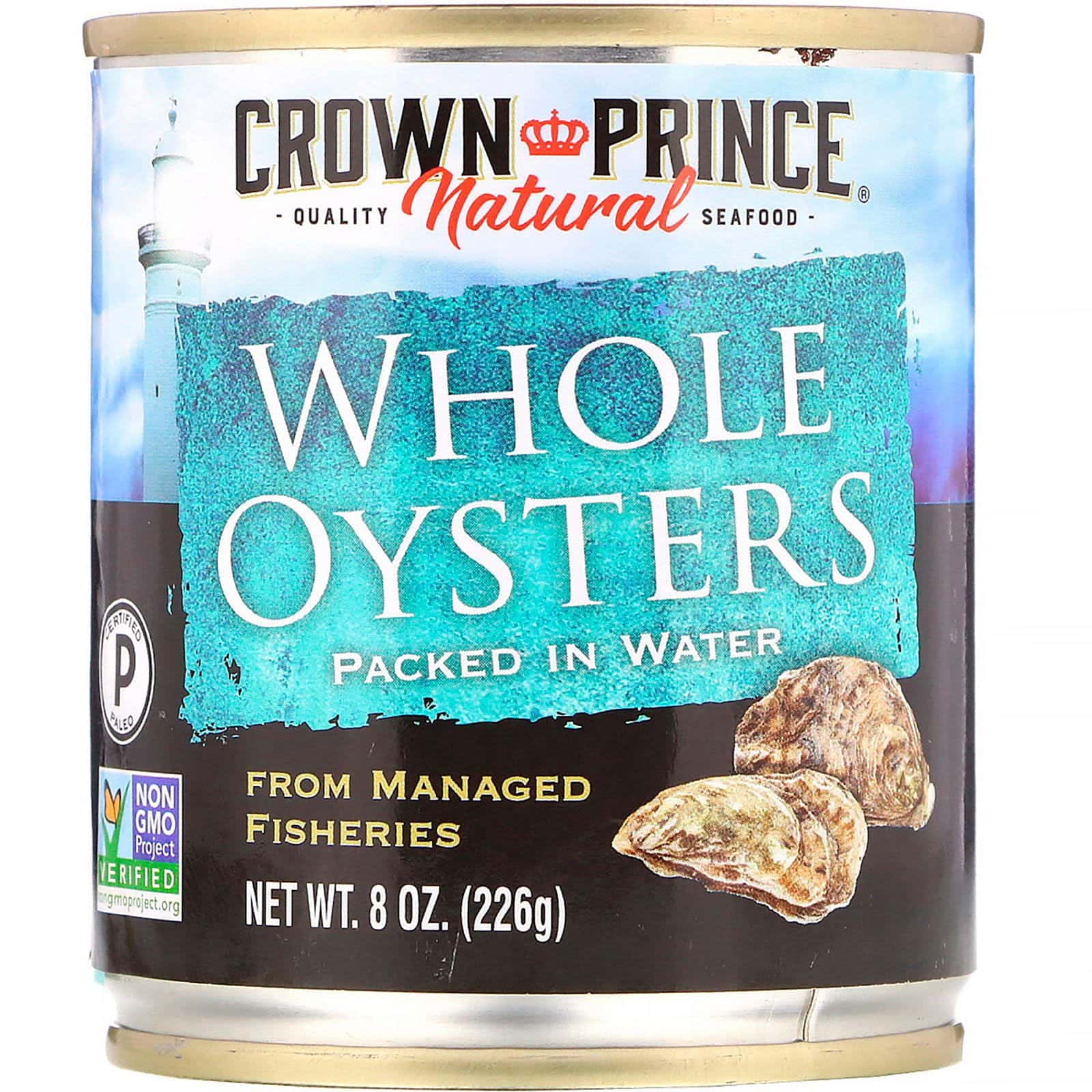 Crown Prince Natural, Ostras Hervidas, Empacadas en Agua, 8 oz (226 g)