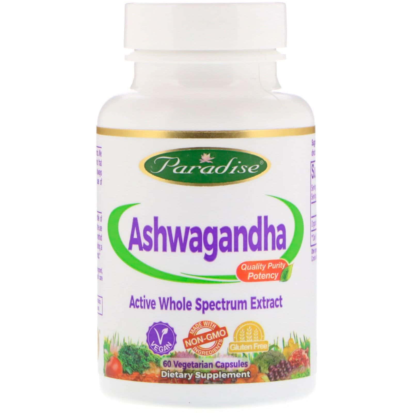 Paradise Herbs, Organics, Ashwagandha, 60 cápsulas veganas