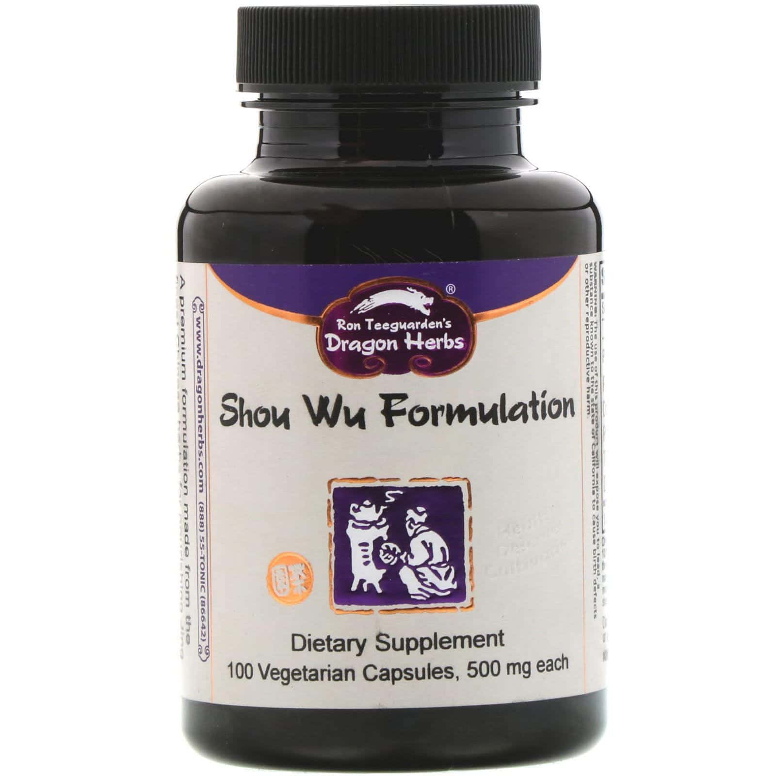 Dragon Herbs, Shou Wu Formulation, 500 mg, 100 Vegetarian Capsules