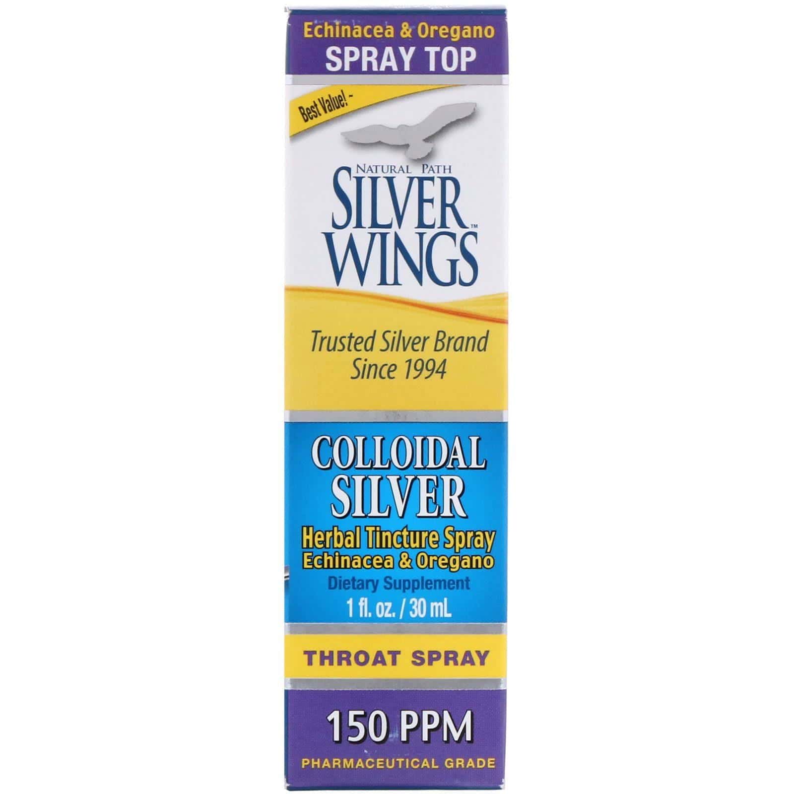 Natural Path Silver Wings, Aerosol de tintura herbal, plata coloidal, 150 PPM, 1 oz fluida (30 ml)