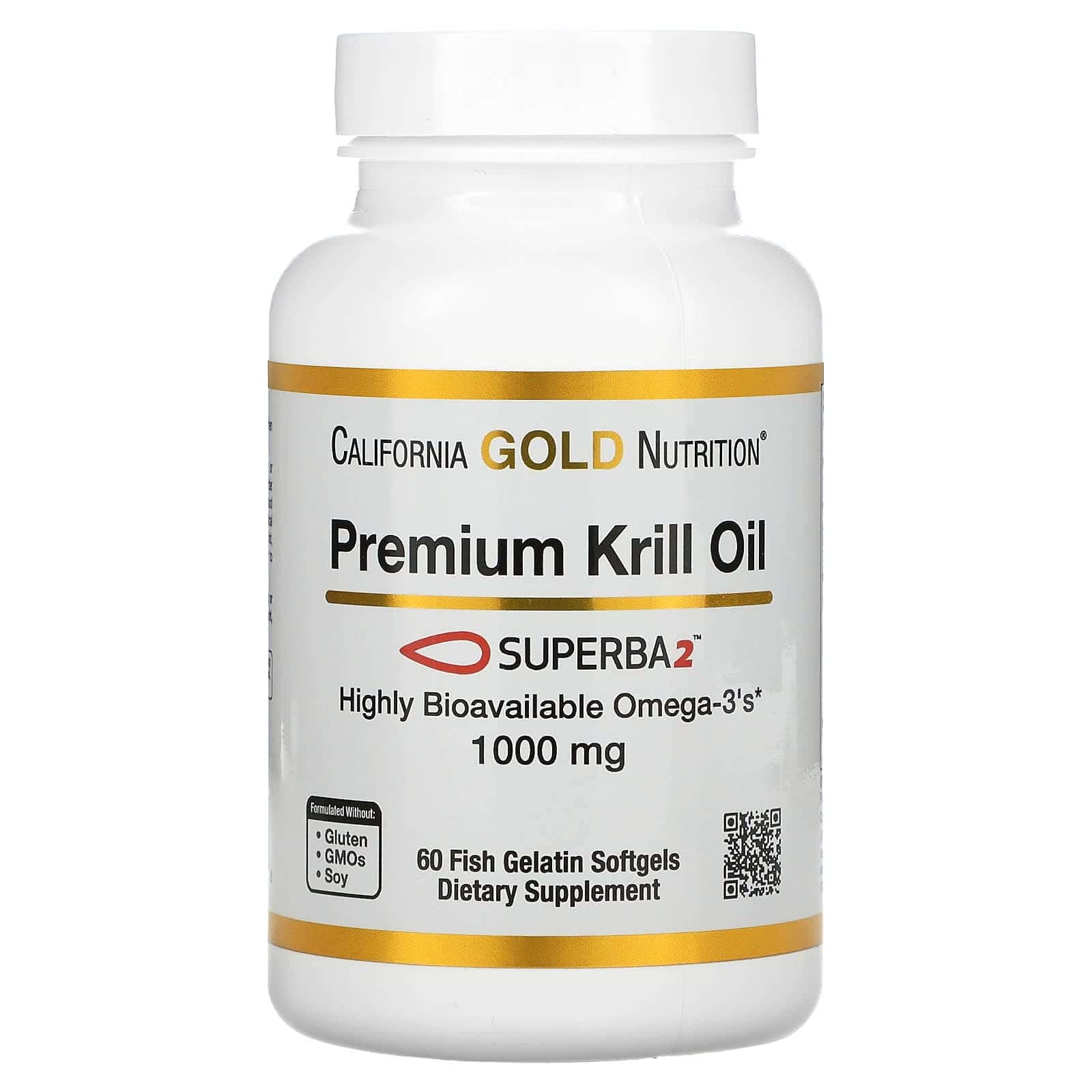 California Gold Nutrition, Aceite de kril prémium con Superba2, 1000 mg, 60 cápsulas blandas de gelatina de pescado