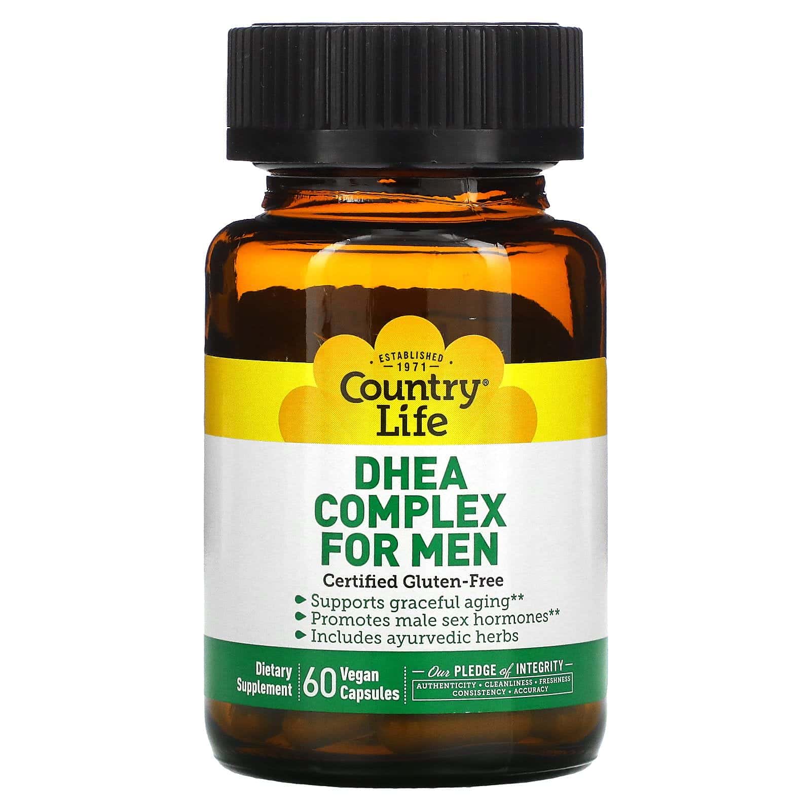 Country Life, DHEA Complejo para Hombres, 60 Cápsulas Veganas