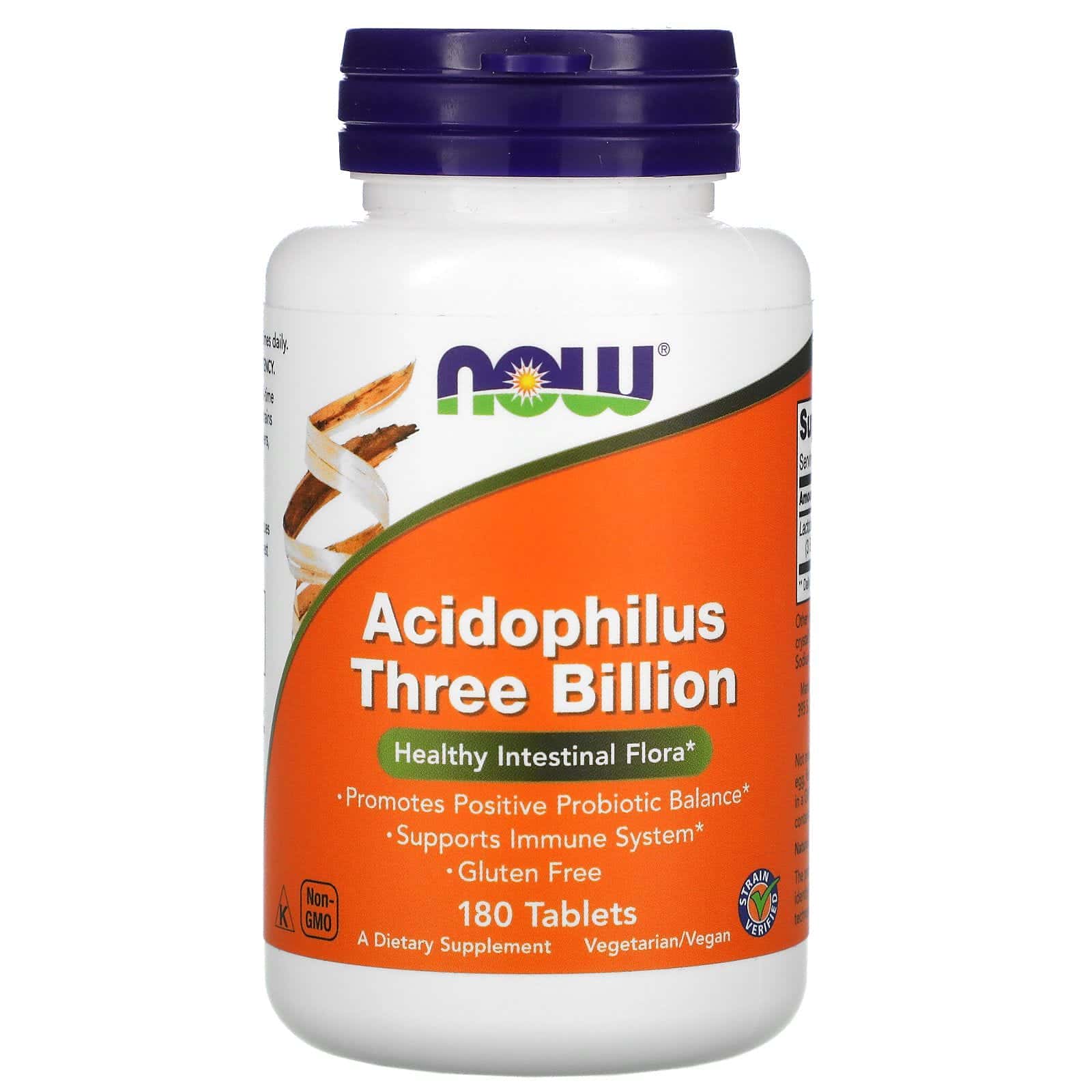 Now Foods, Acidophilus 3000 millones, 180 comprimidos