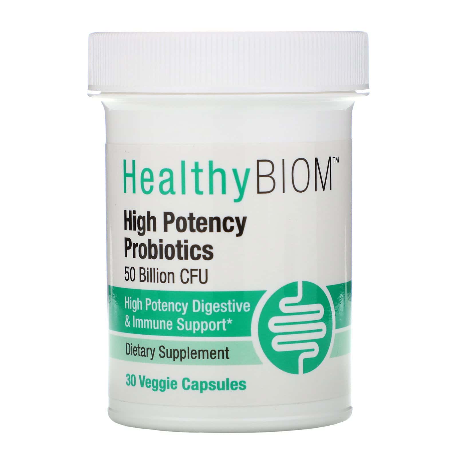 HealthyBiom, Probióticos de alta potencia, 50.000 millones de UFC, 30 cápsulas vegetales