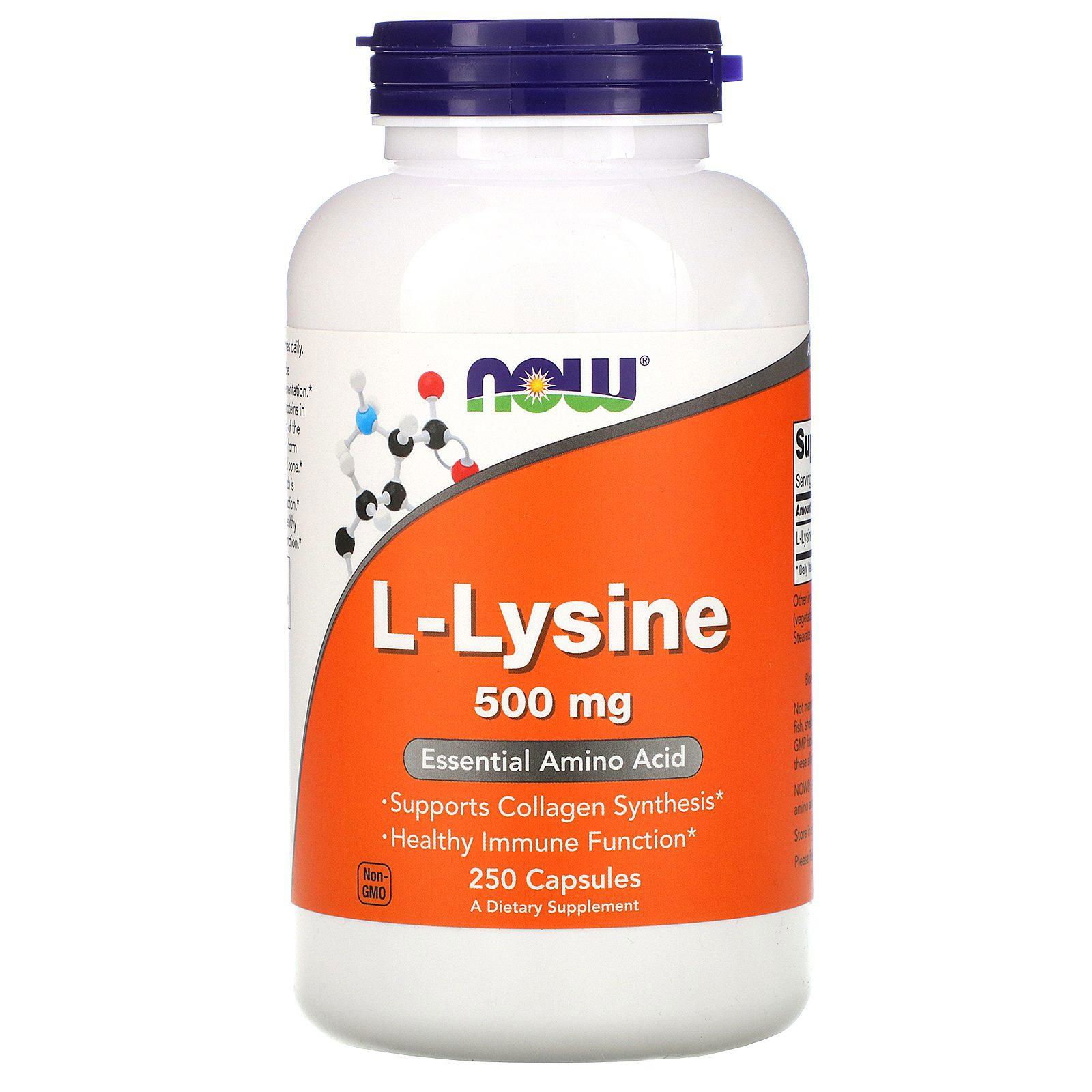 Now Foods, L-Lysine, 500 mg, 250 Cápsulas
