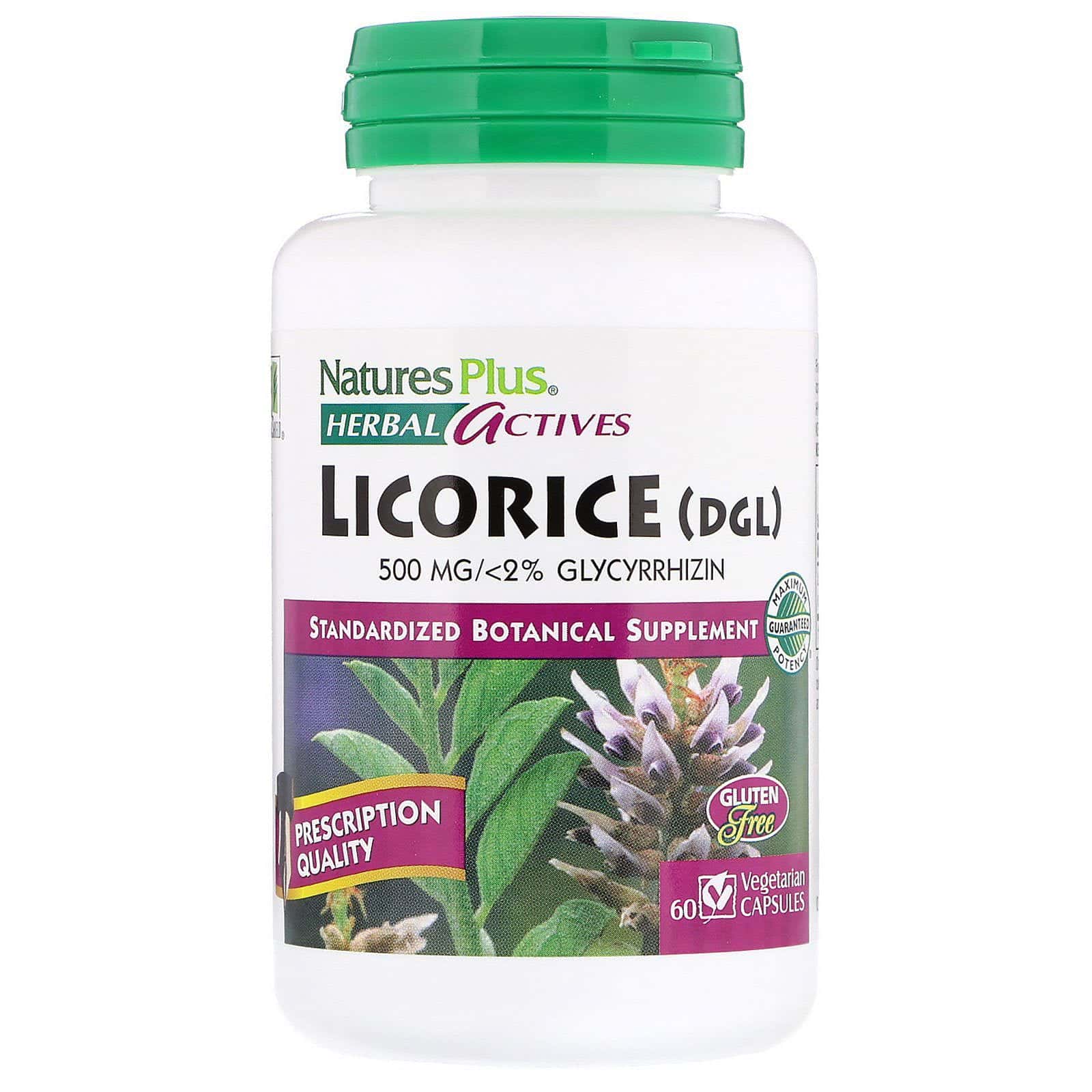 Nature's Plus, Herbal Actives, Regaliz (DGL), 500 mg, 60 Cápsulas Vegetales