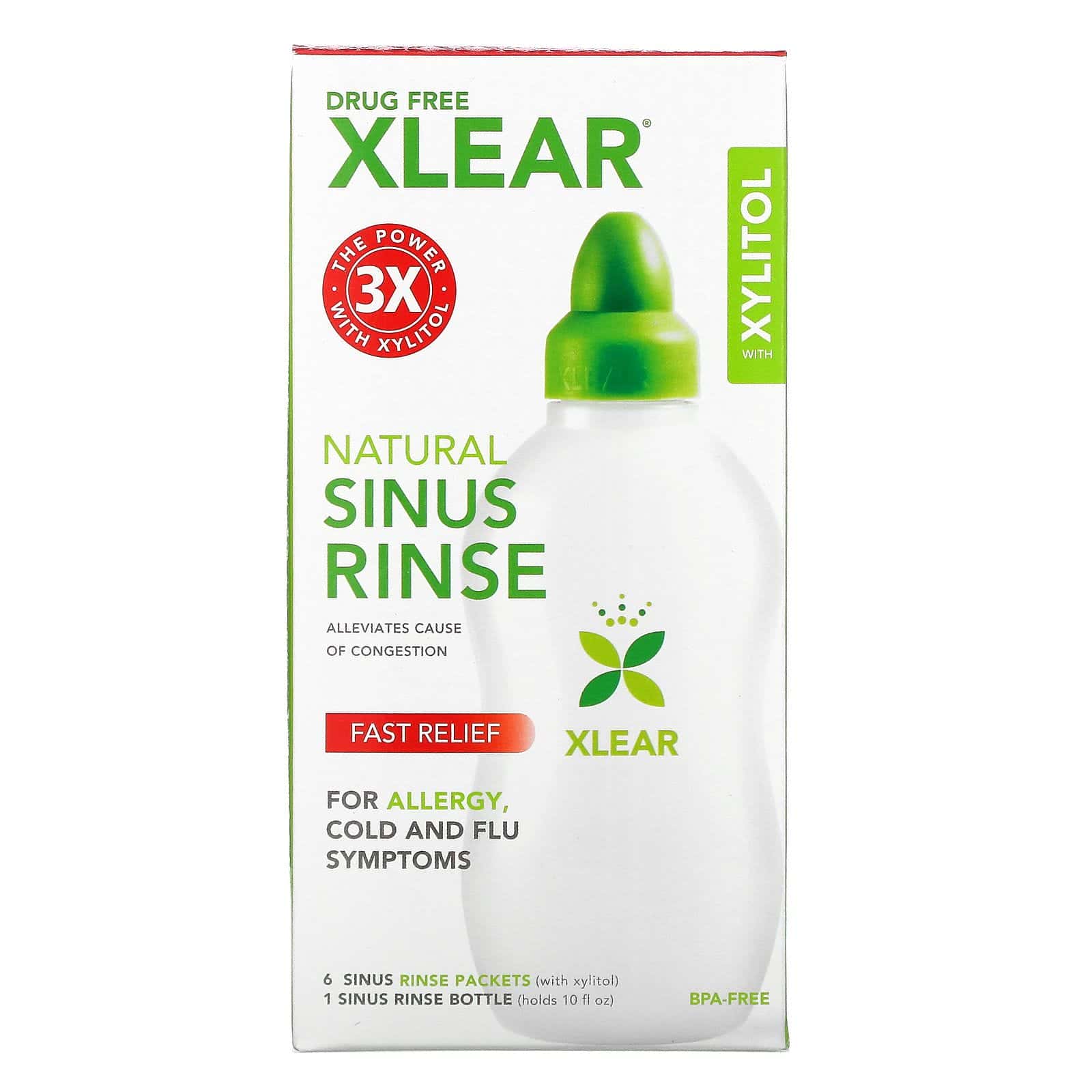 Xlear, Enjuague sinusal natural con xilitol, 1 kit