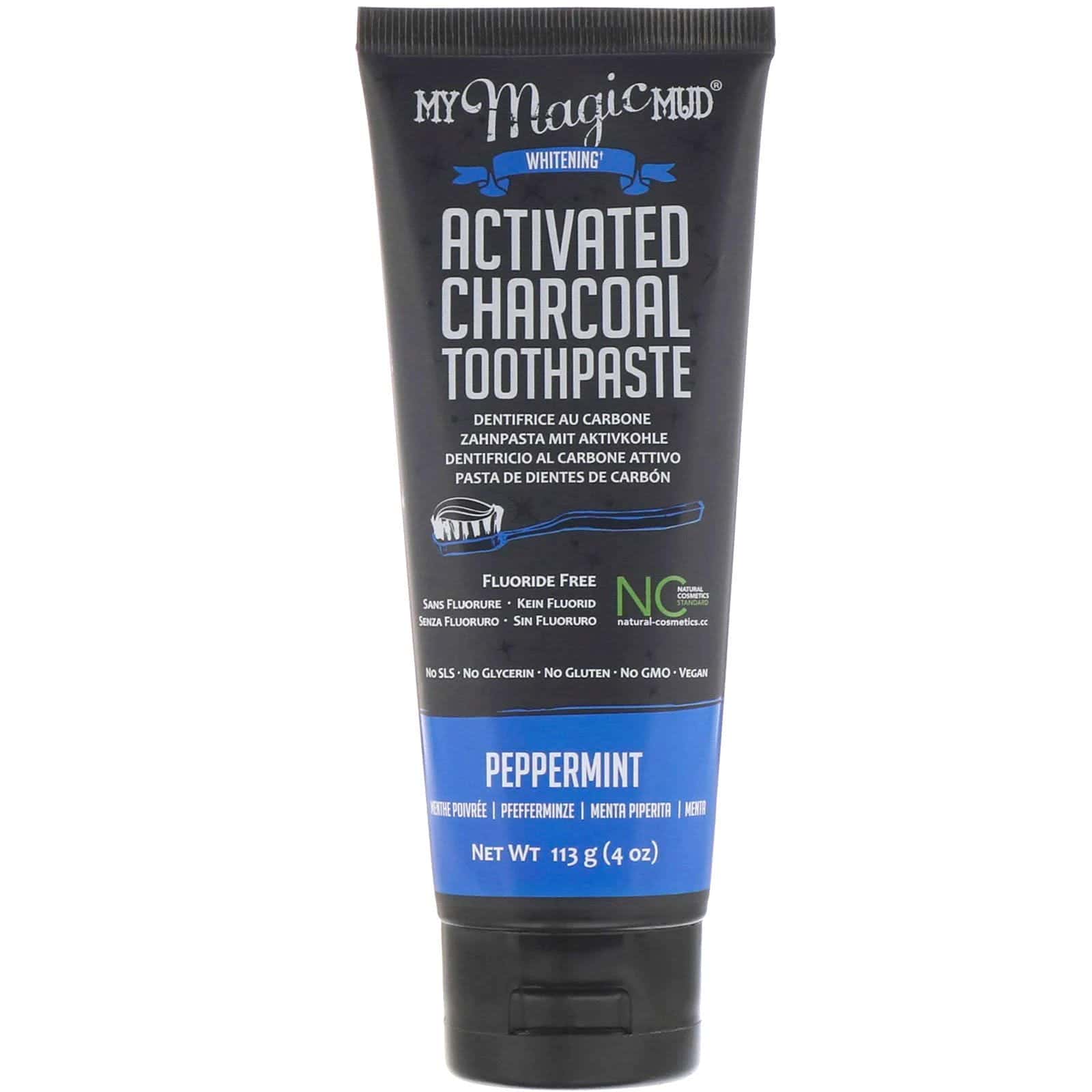 My Magic Mud, Carbón activado, sin fluoruro, pasta dental blanqueadora, menta, 113 g (4 oz)