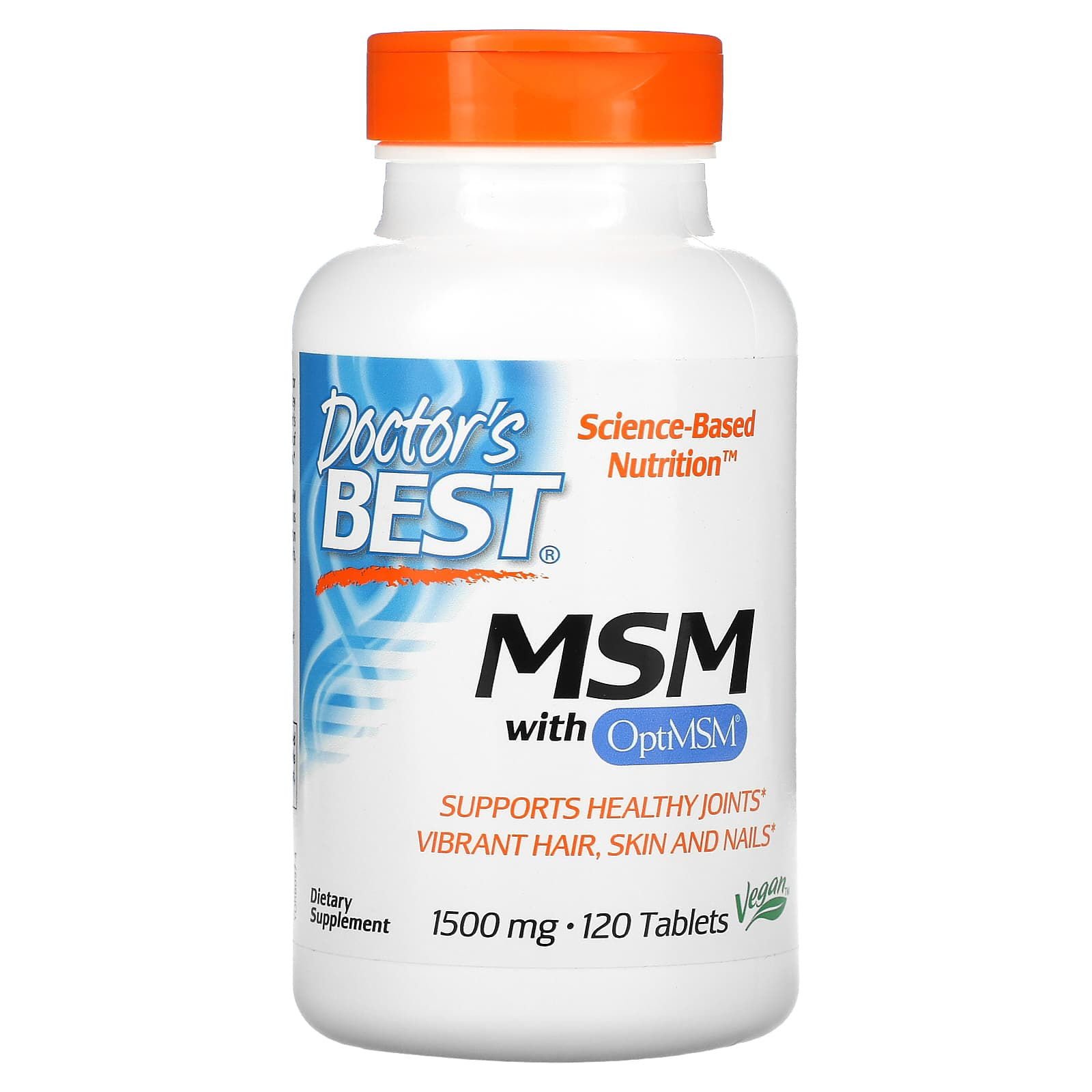 Doctor's Best, MSM con OptiMSM, 1500 mg, 120 comprimidos