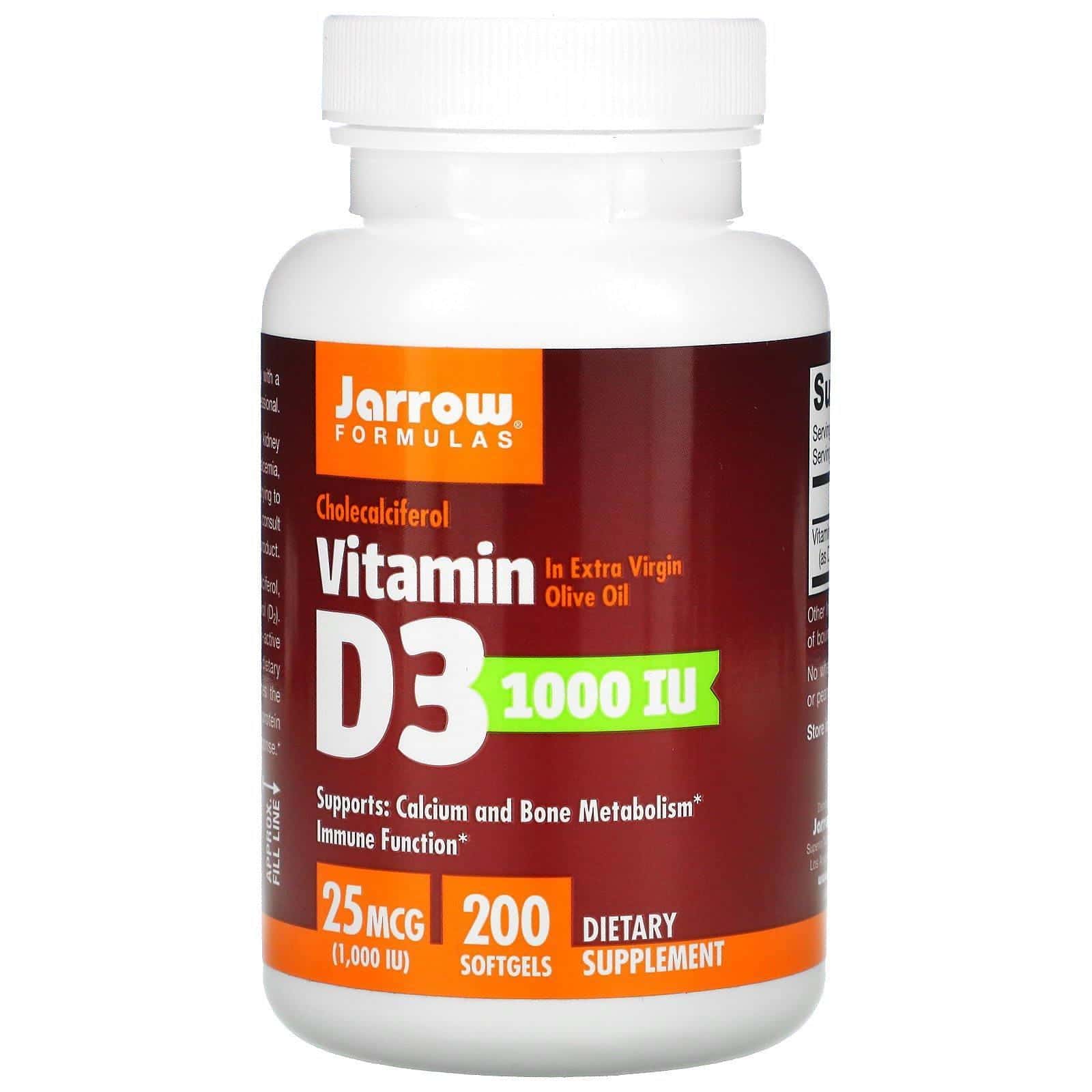 Jarrow Formulas, Vitamin D3, Cholecalciferol, 1,000 IU, 200 Softgels