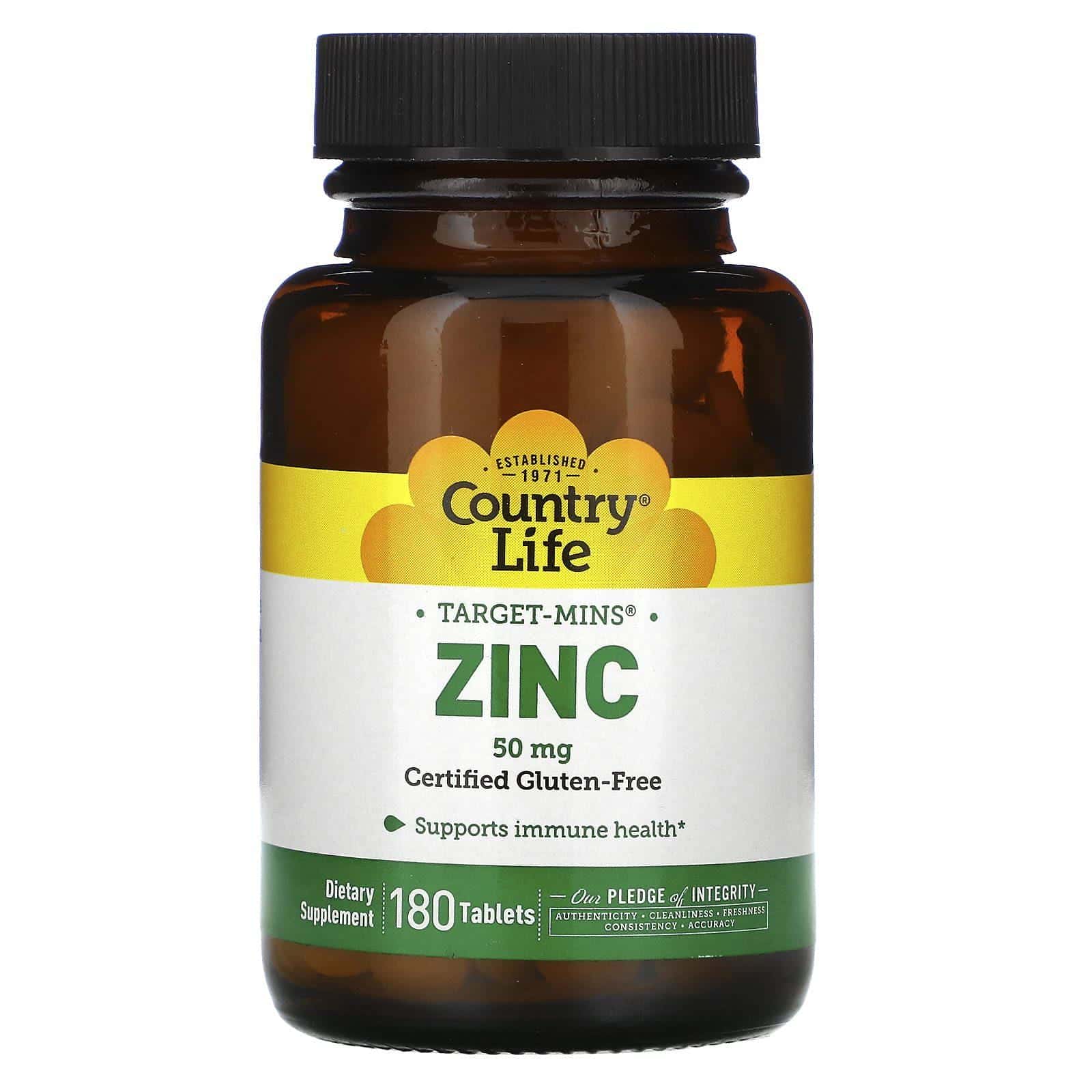 Country Life, Zinc Target-Mins, 50 mg, 180 comprimidos