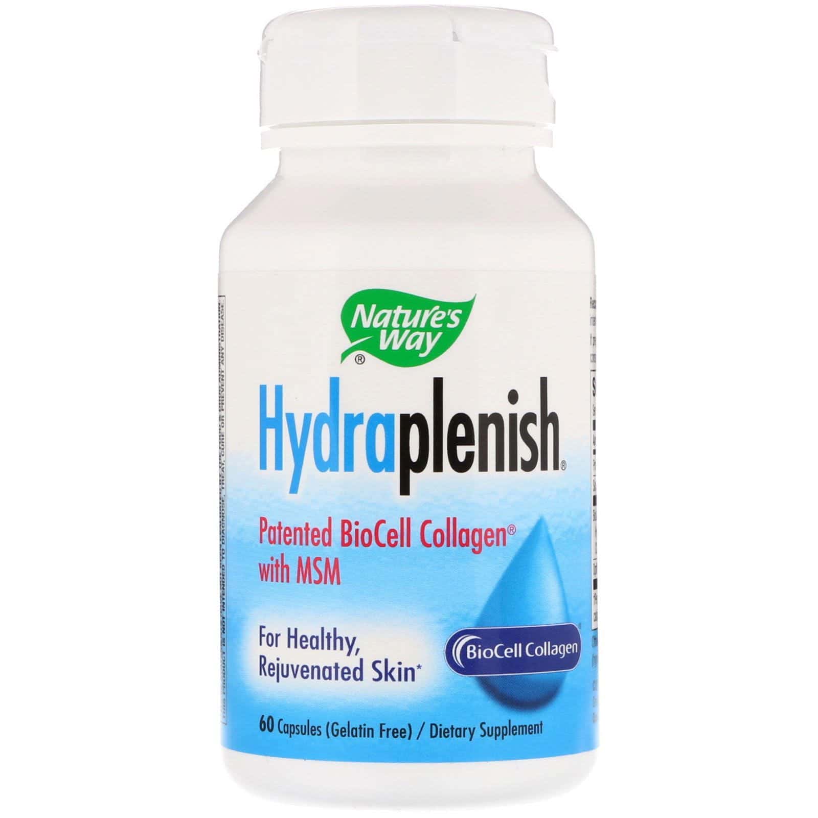 Nature's Way, Colágeno BioCell patentado por Hydraplenish con MSM, 60 cápsulas