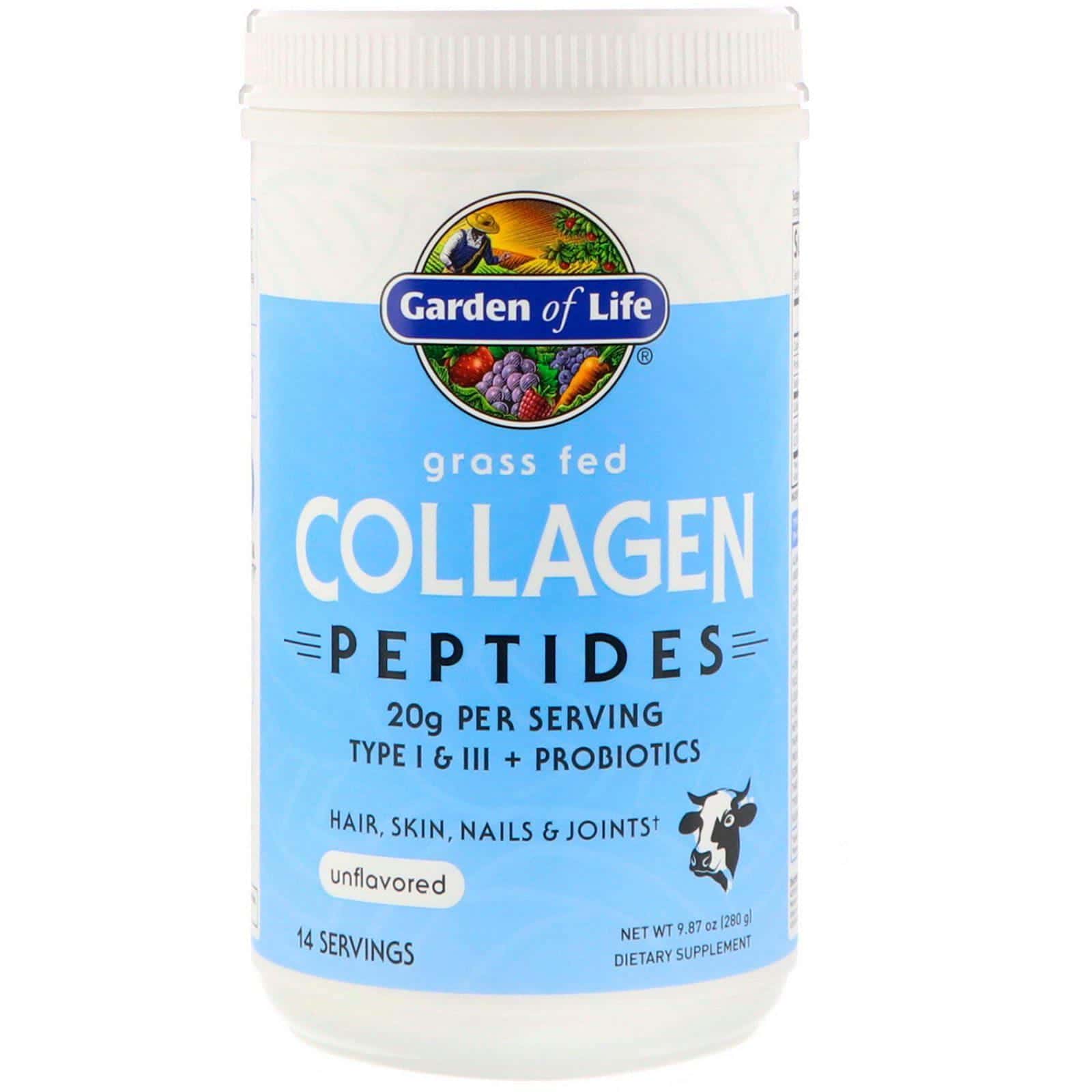 Garden of Life, Péptidos de colágeno alimentados con pasto, sin sabor, 9.87 oz (280 g)