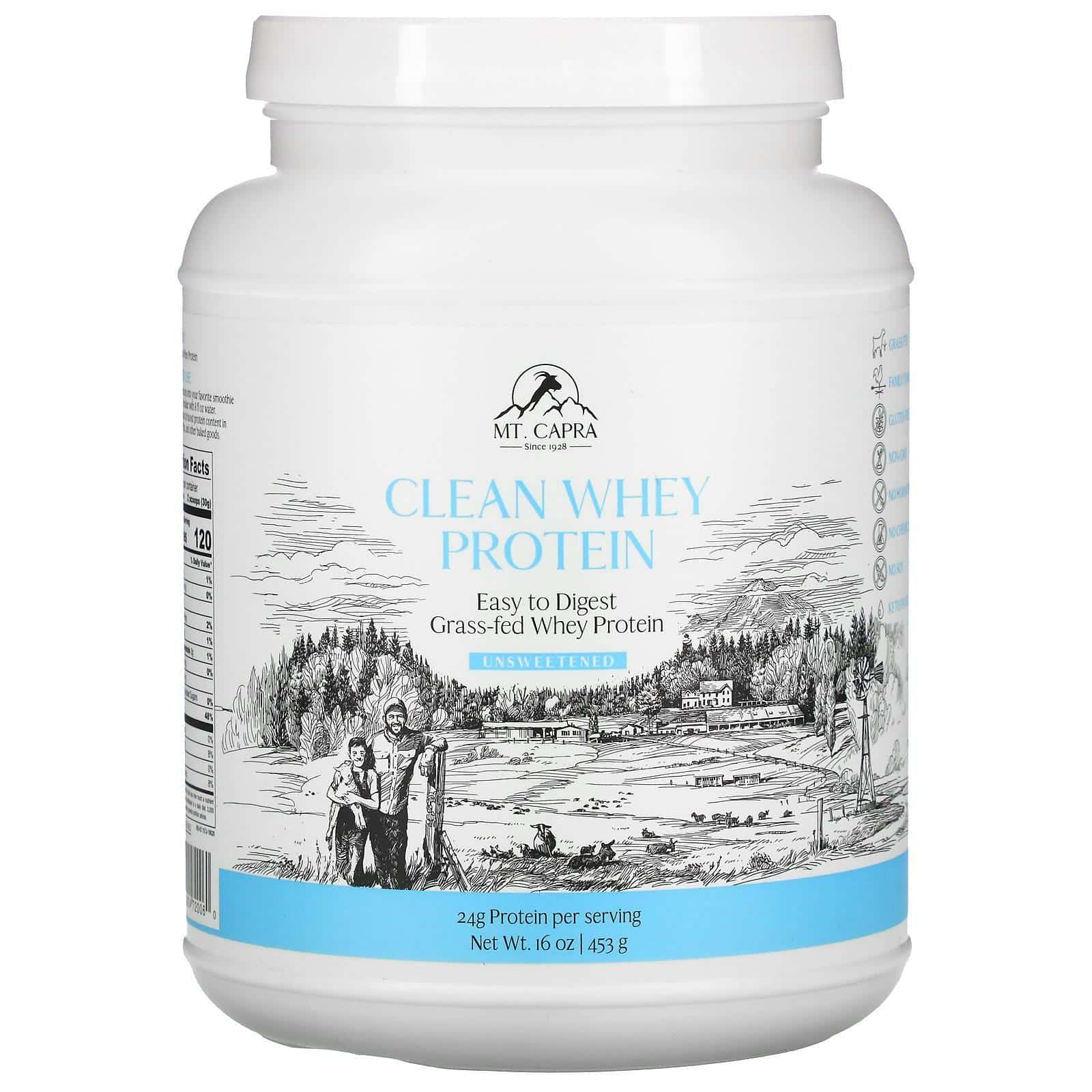 Mt. Capra, Clean Whey Protein, Unsweetened, 16 oz (453 g)