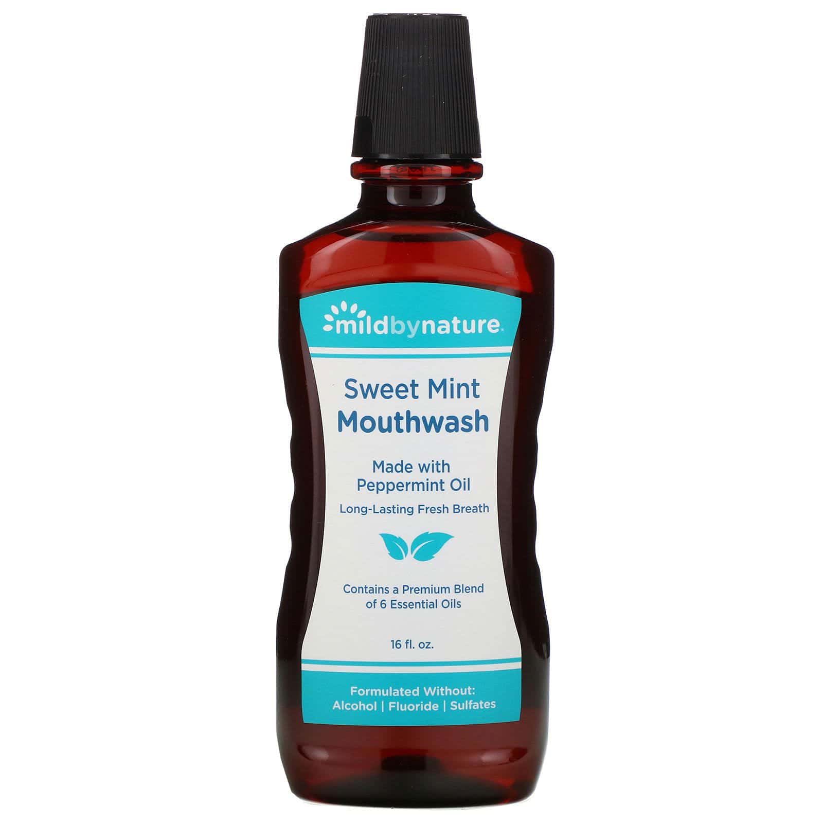 Mild By Nature, Enjuague bucal, Producto elaborado con aceite de menta, Aliento fresco prolongado, Menta dulce, 16 oz. líq.