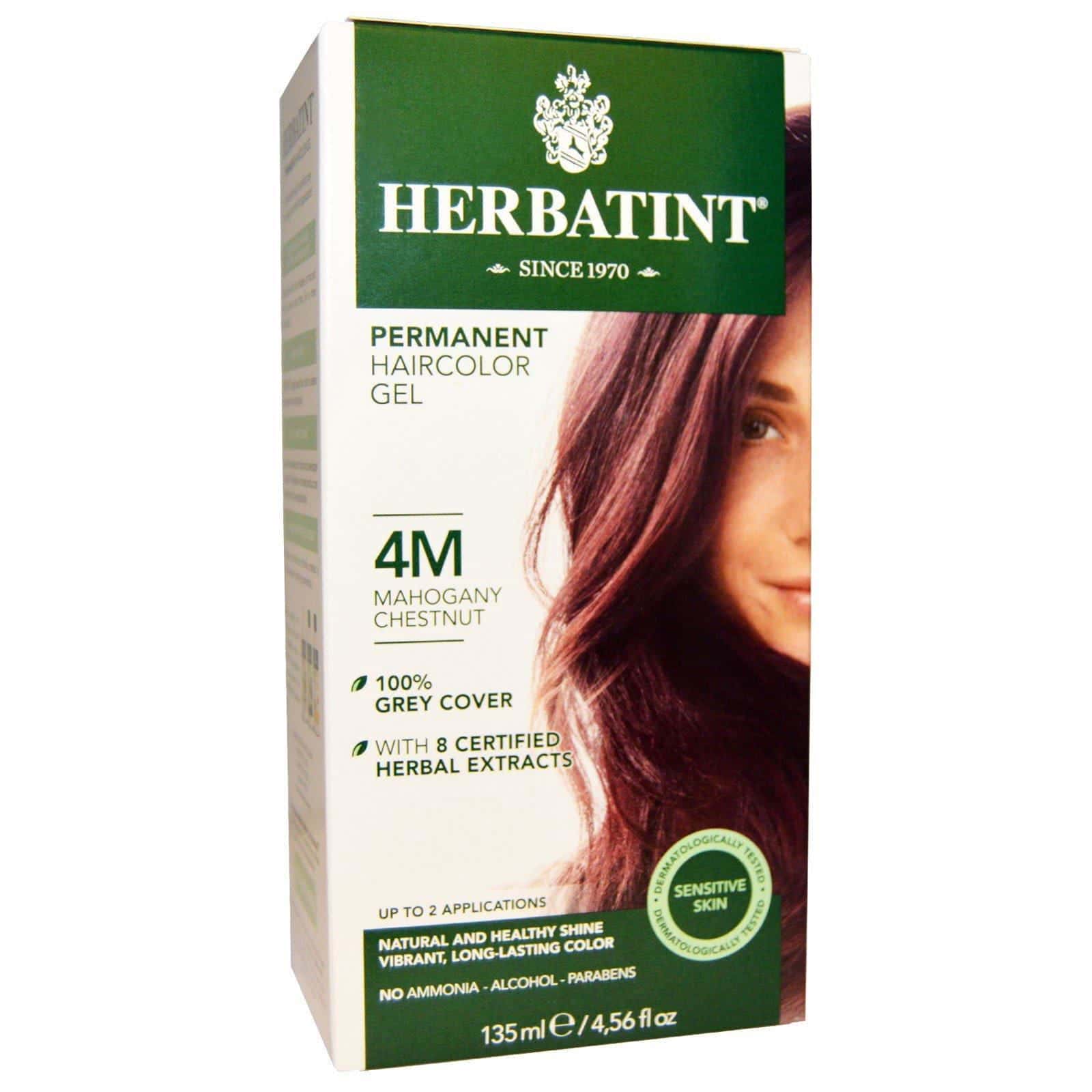 Herbatint, Gel de Tinte para el Cabello Permanente, 4M, Caoba Castaño, 4.56 fl oz (135 ml)