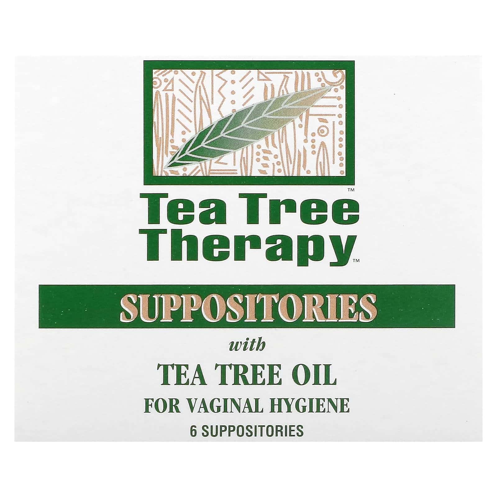 Tea Tree Therapy, Supositorios, con Aceite de Árbol de Té, para Higiene Vaginal, 6 Supositorios
