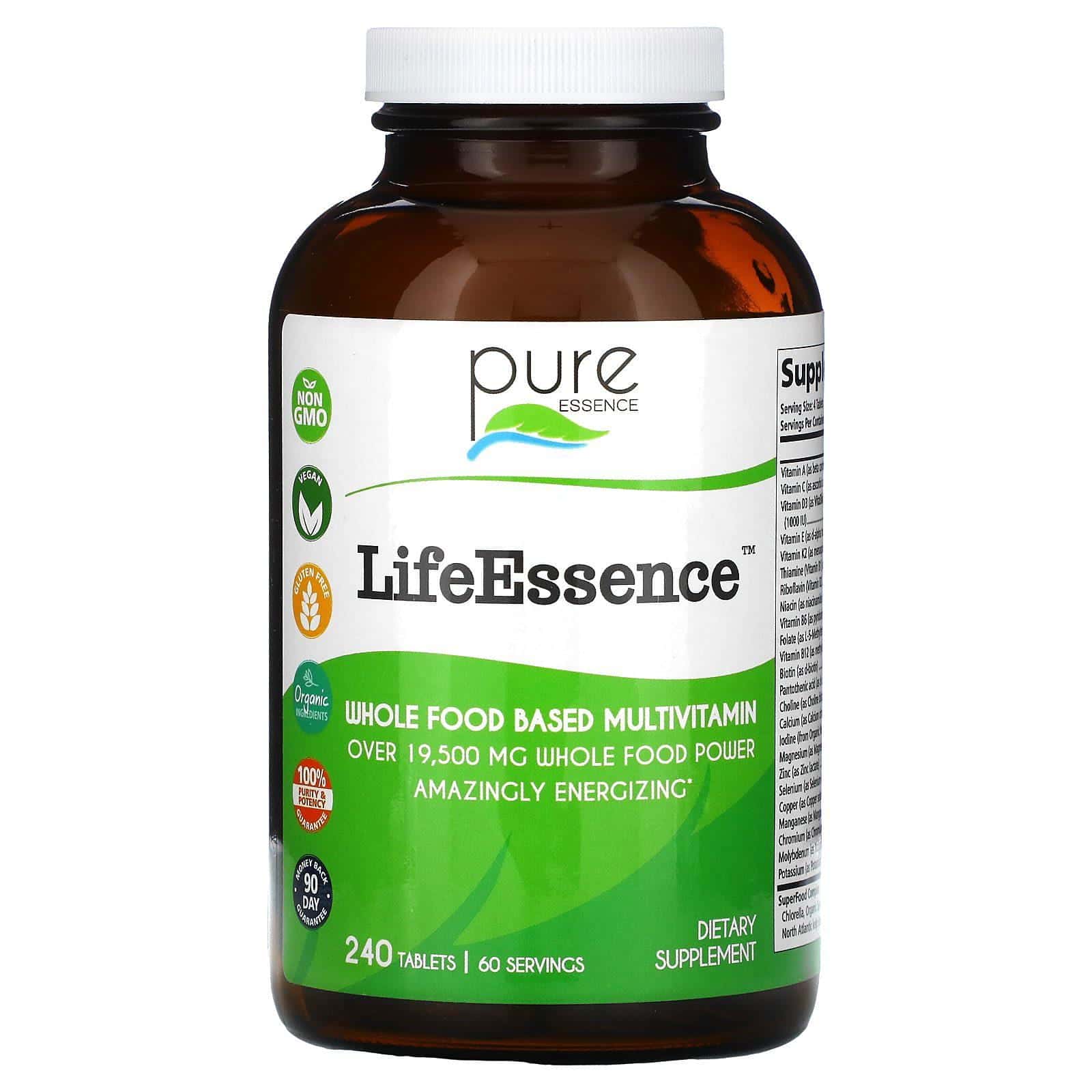 Pure Essence, LifeEssence, Suplemento multivitamínico a base de alimentos integrales, 240 comprimidos
