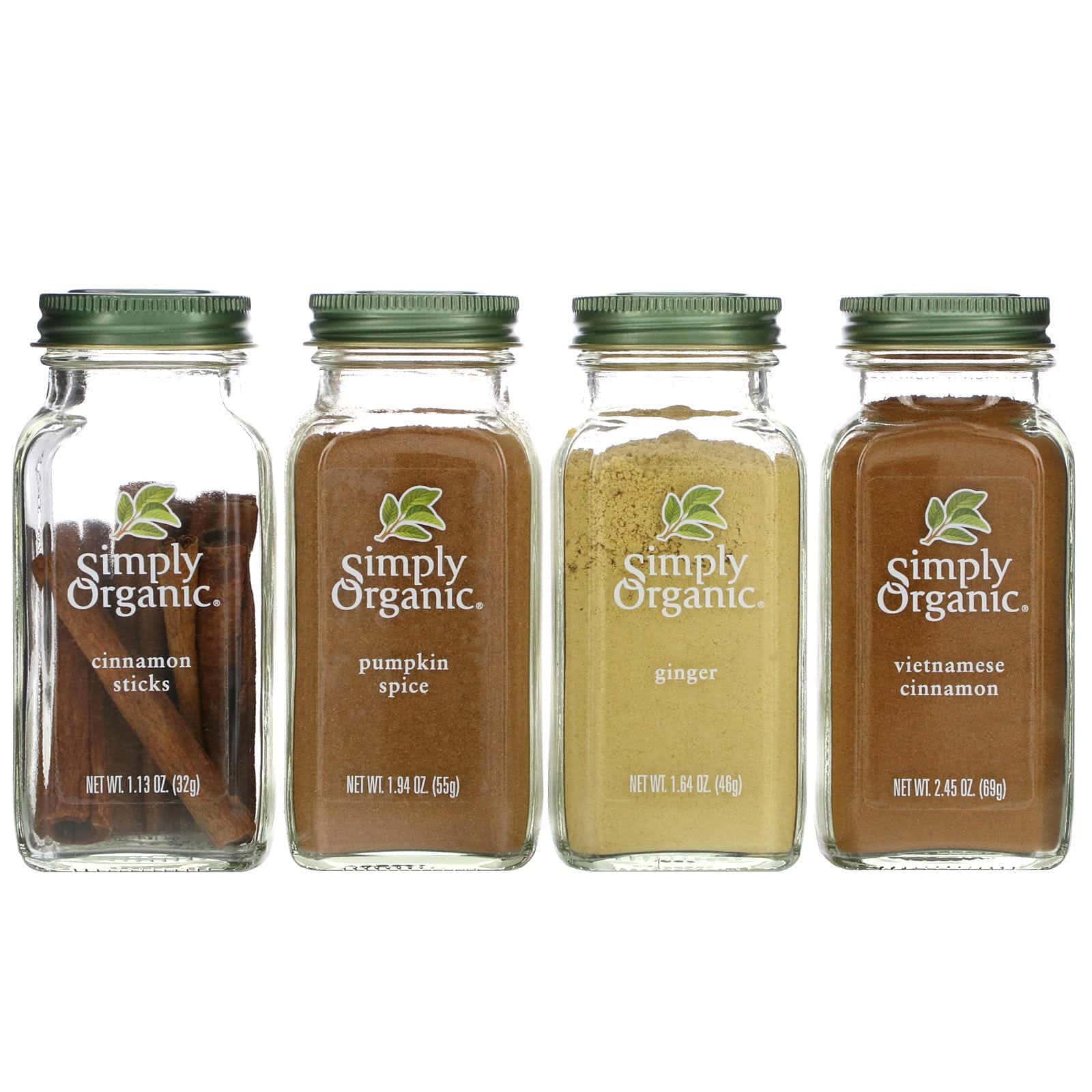 Simply Organic, Productos básicos para hornear, Kit de especias orgánicas, Pack surtido, 4 especias