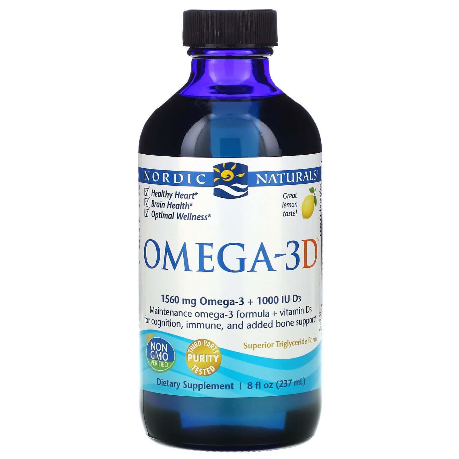 Nordic Naturals, Omega-3D, limón, 8 fl oz (237 ml)