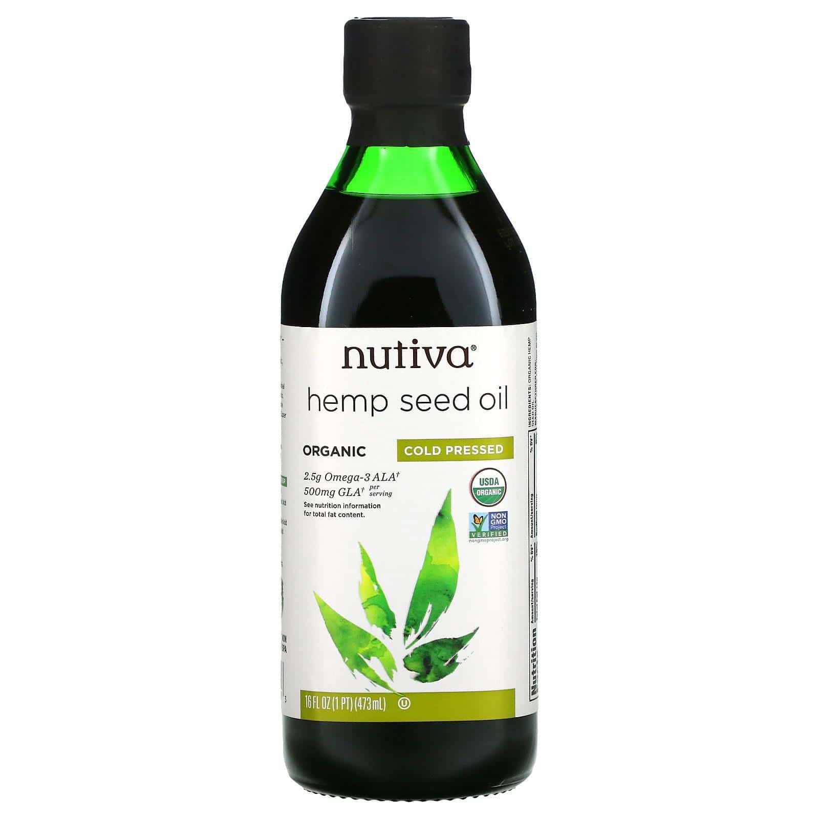 Nutiva, Aceite de cáñamo Orgánico, Prensado en frío, 16 fl oz (473 ml)