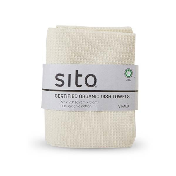 Paquetes de 3 Toallas para Trastes de Algodón Orgánico SITO (Natural)