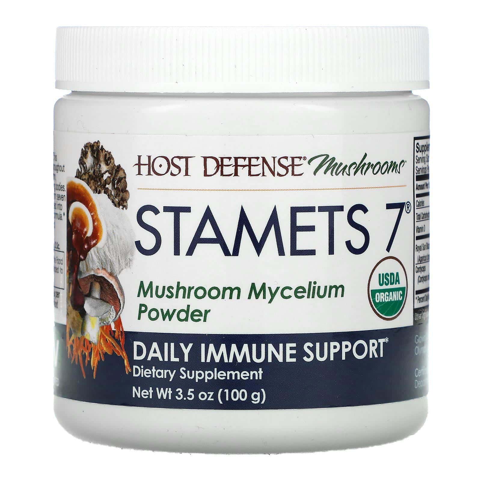 Fungi Perfecti, Stamets 7, Micelios de hongo en polvo, Refuerzo inmunitario diario, 100 g (3,5 oz)