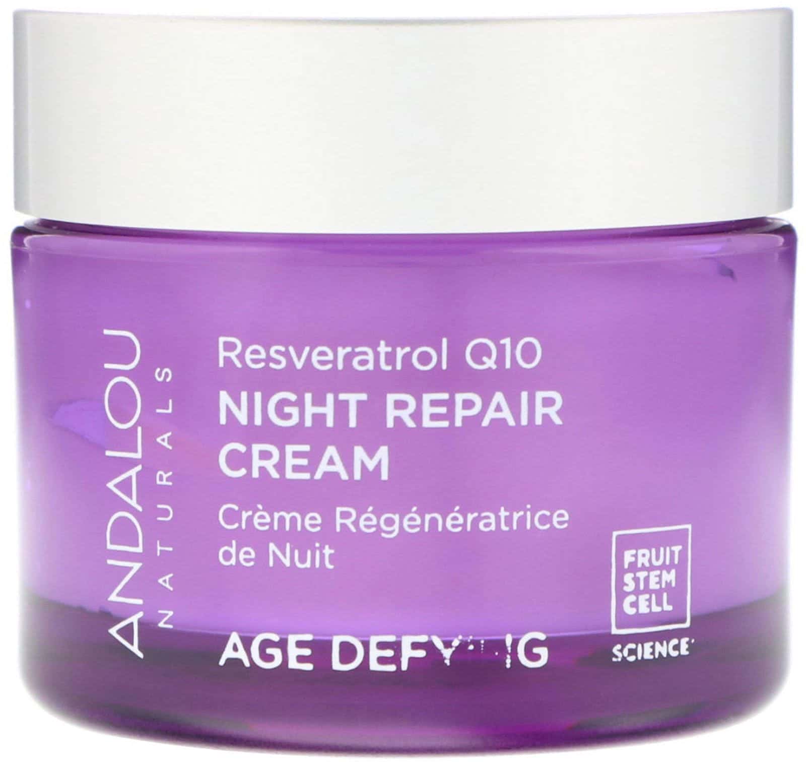 Andalou Naturals, Crema de reparación nocturna, Resveratrol Q10, Anti-edad, 1.7 oz líquidas (50 ml)
