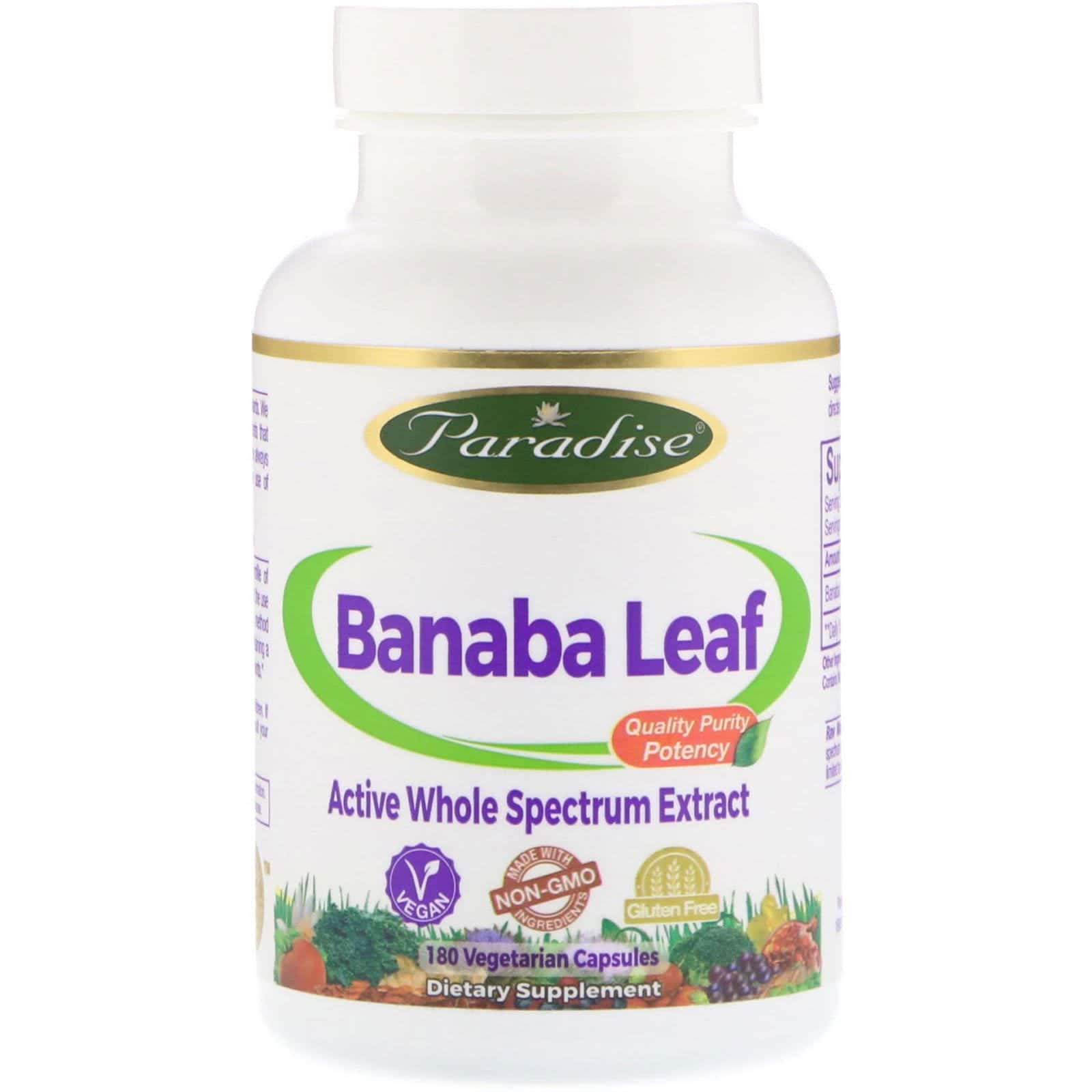 Paradise Herbs, Hoja de Banaba, 180 Cápsulas Vegetarianas