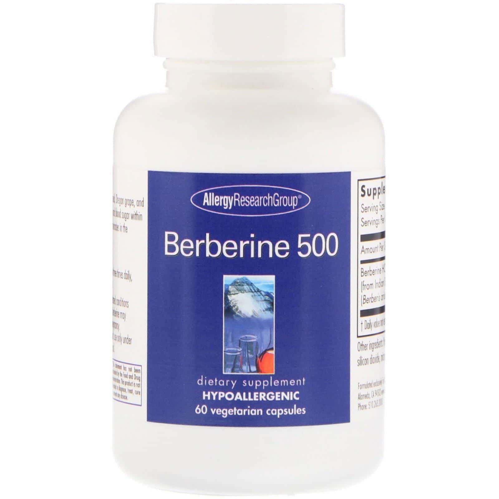 Allergy Research Group, Berberina 500, 60 cápsulas vegetarianas