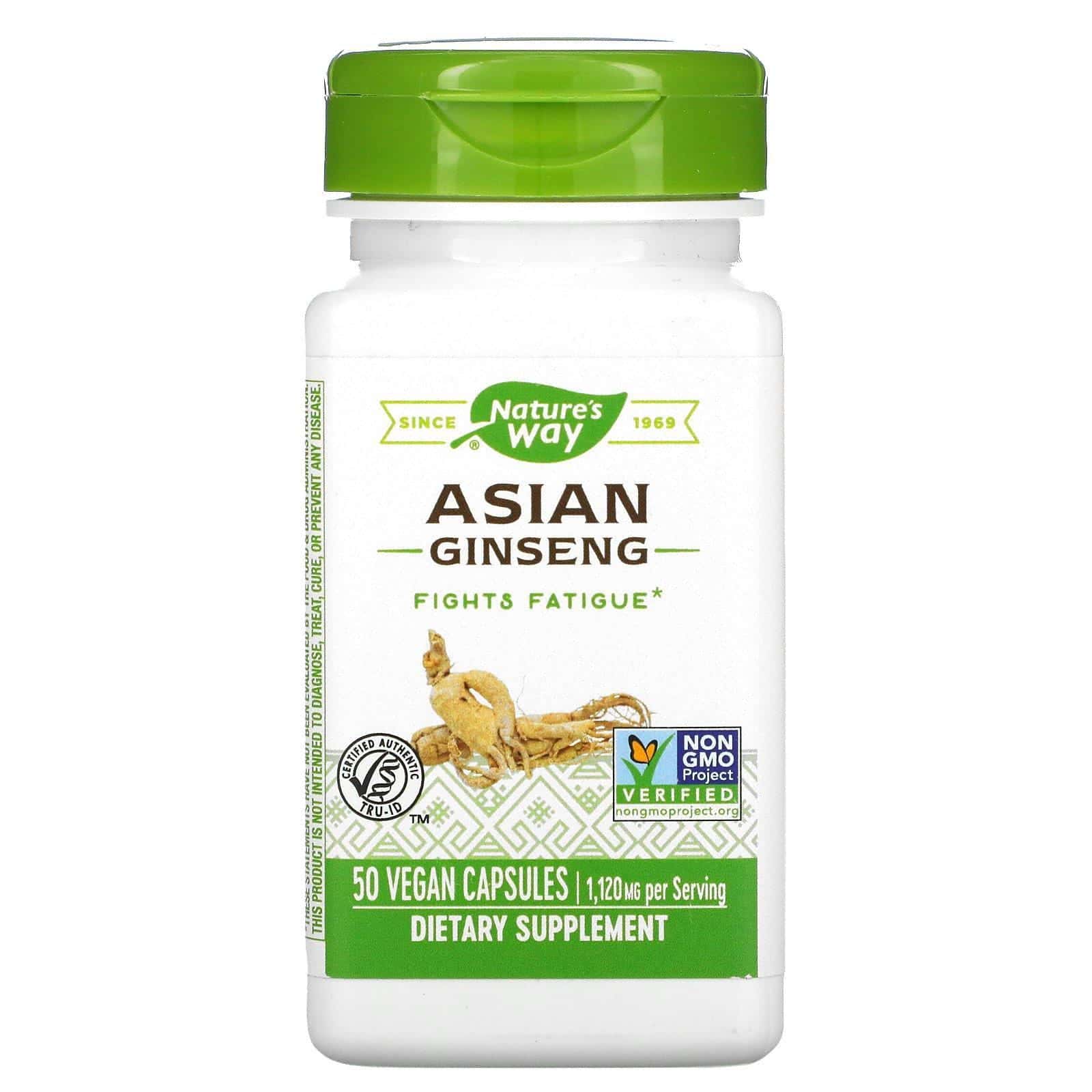 Nature's Way, Ginseng asiático, 1120 mg, 50 cápsulas veganas
