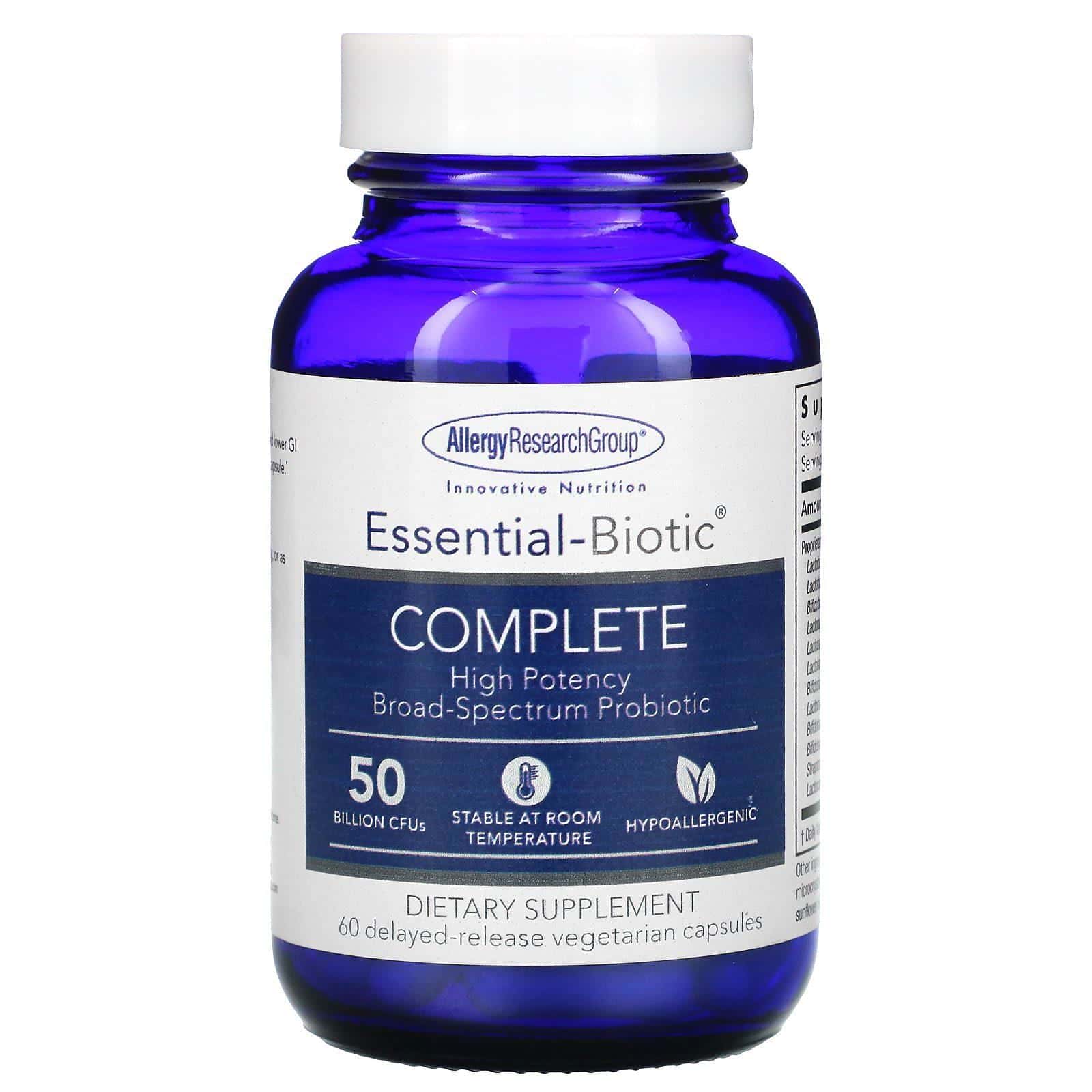 Allergy Research Group, Essential-Biotic, Complete, 50 Billion CFU's, 60 Delayed-Release Vegetarian Capsules