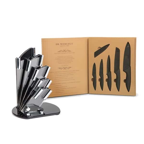 Paquete con Set de Cuchillos de Cerámica y Porta Cuchillos de Acrílico
