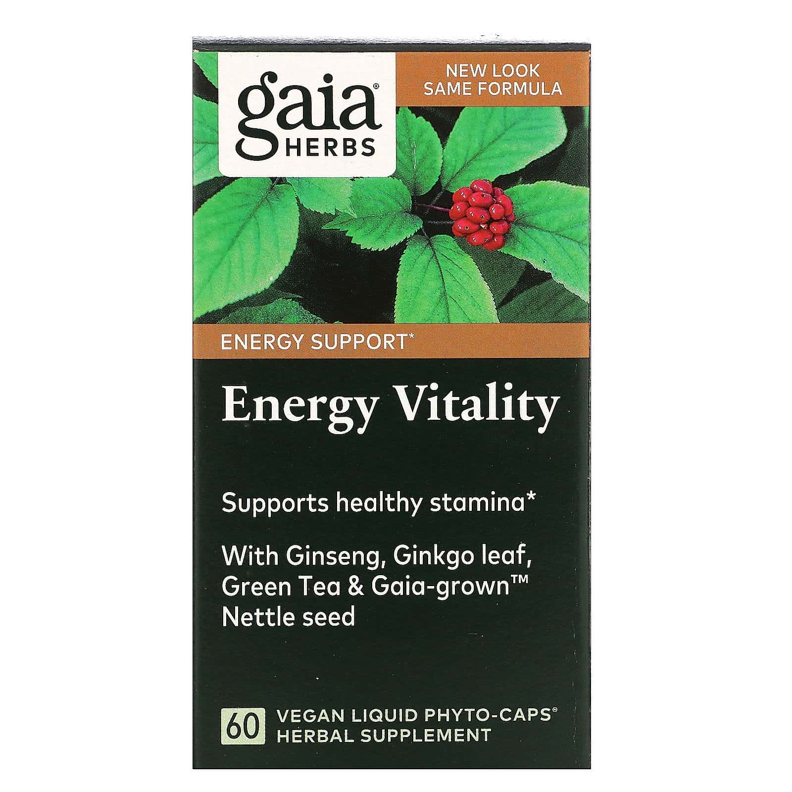 Gaia Herbs, Energía y vitalidad, 60 cápsulas Liquid Phyto-Caps veganas