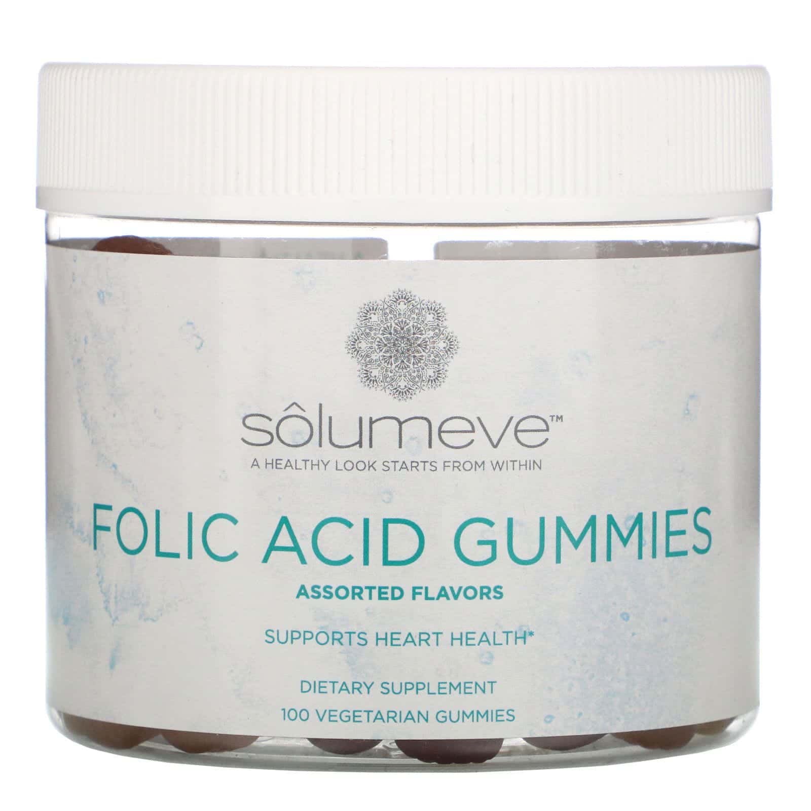 Solumeve, Gomitas con ácido fólico, Sin gelatina, Sabores surtidos, 100 Gomitas vegetarianas