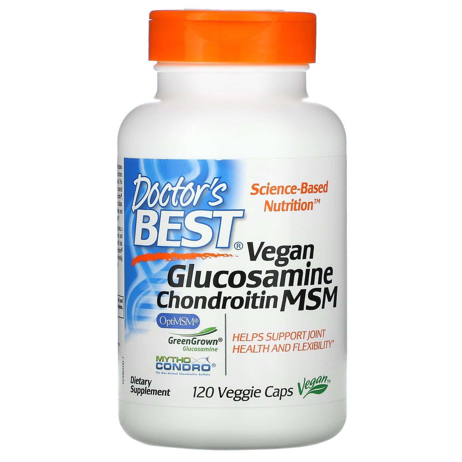 Doctor's Best, Glucosamina condroitina MSM vegana, 120 cápsulas veganas