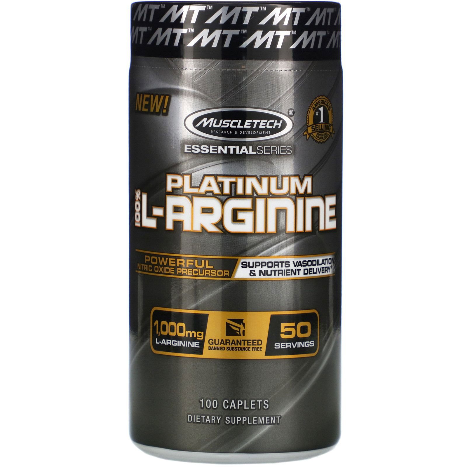 Muscletech, Platino 100 % L-arginina, 1000 mg, 100 comprimidos