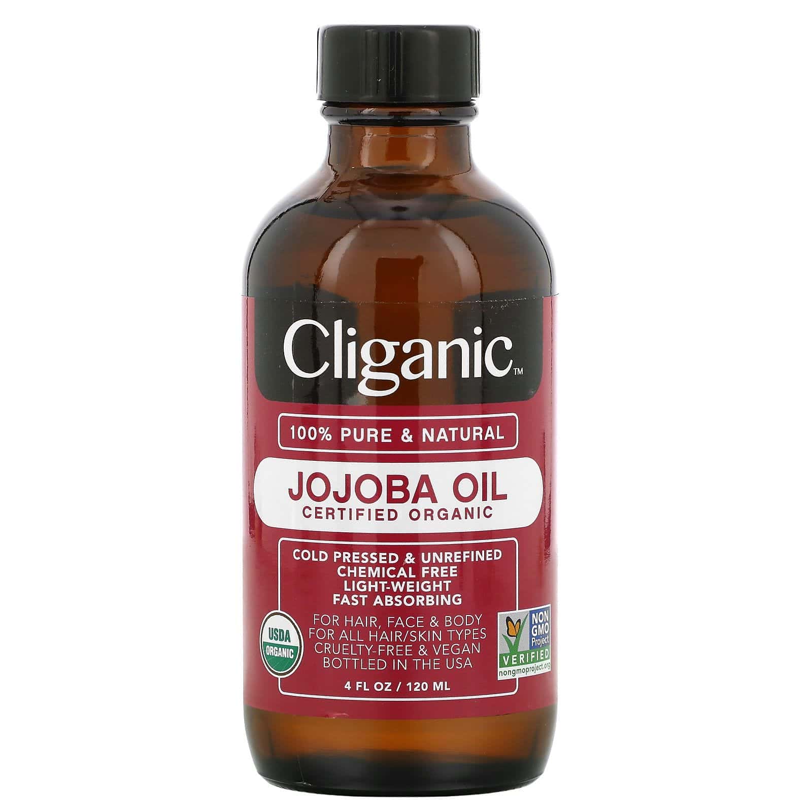 Cliganic, 100% Pure Organic, Jojobo Oil, 4 fl oz (120 ml)