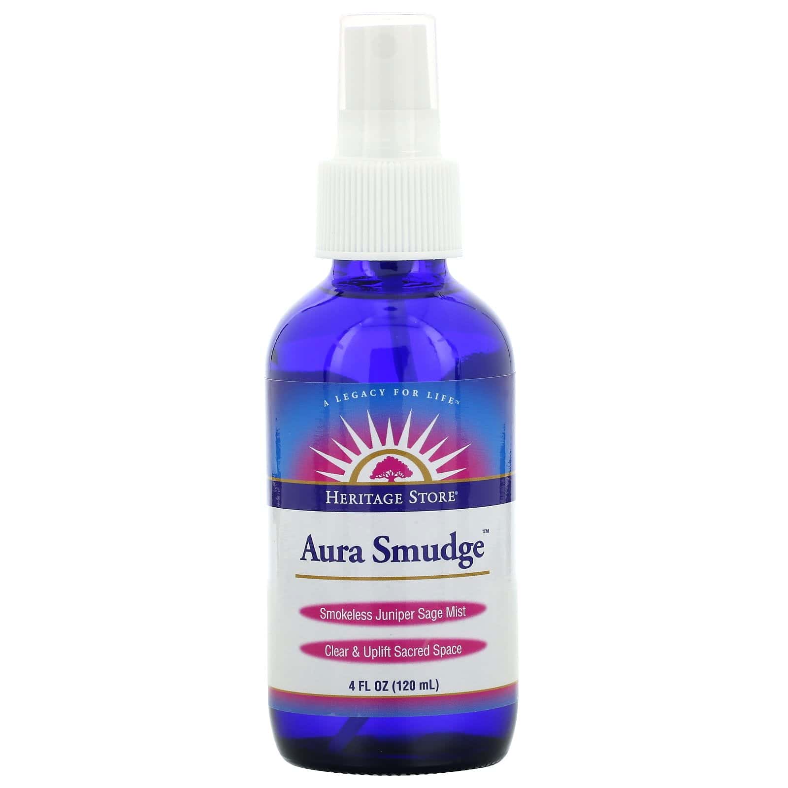Heritage Store, Aura Smudge, espray de junípero y salvia libre de humo, 4 fl oz (120 ml)