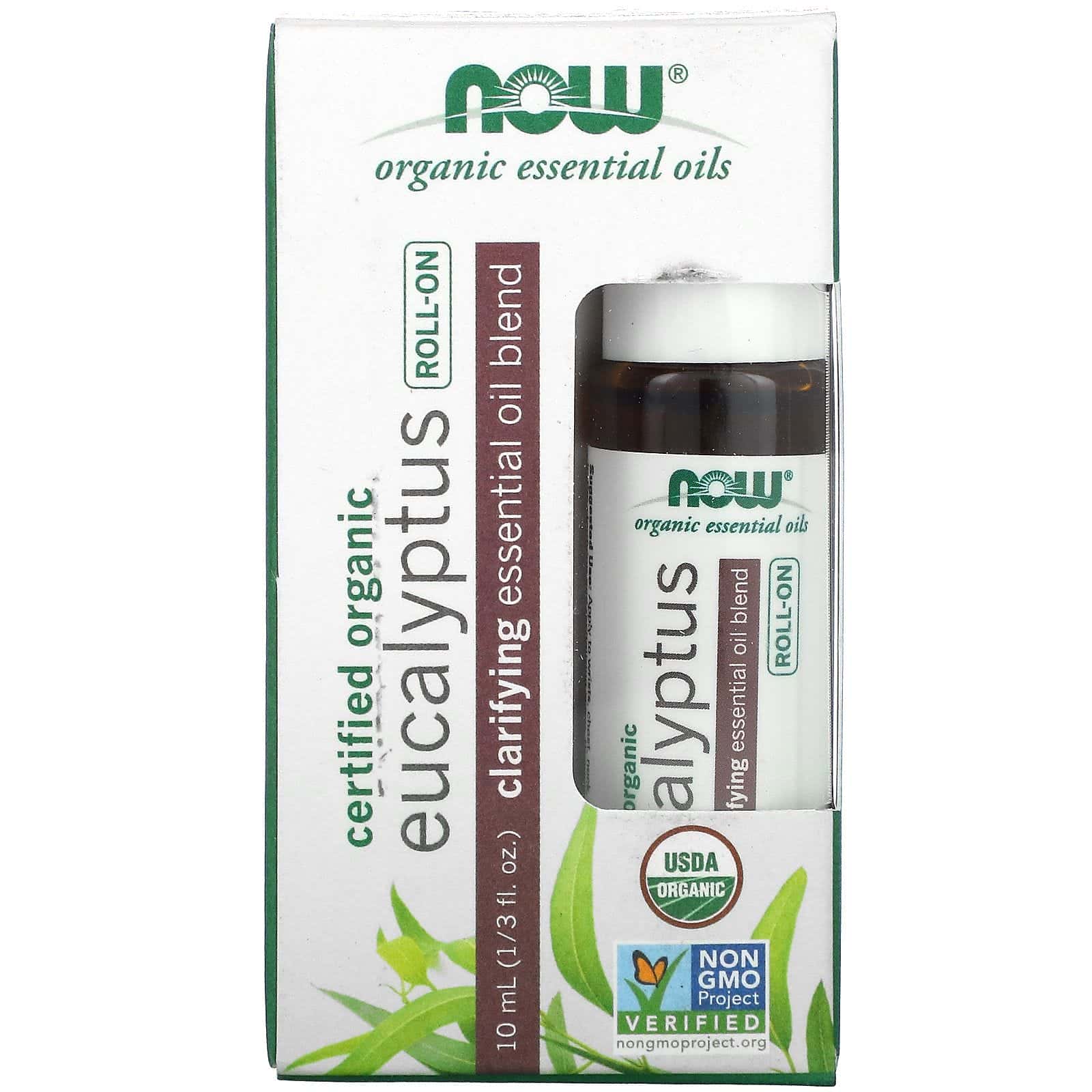 Now Foods, Roll-on de eucalipto orgánico certificado, 10 ml (1/3 oz. líq.)