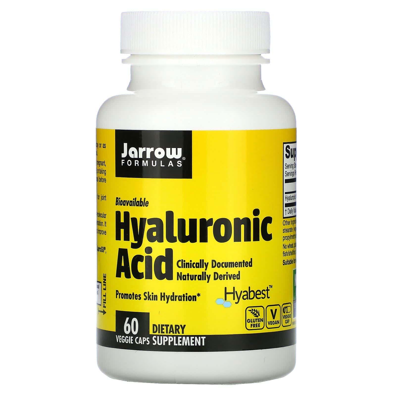 Jarrow Formulas, Ácido hialurónico, 60 cápsulas vegetales.
