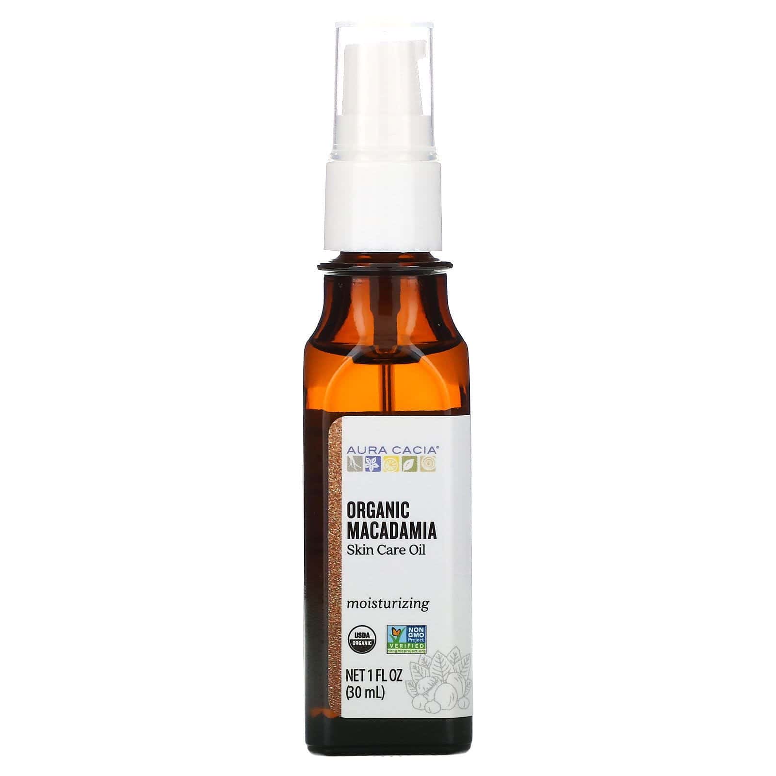 Aura Cacia, Cuidado natural de la piel, Orgánico, Aceite de Macadamia, 1 fl oz (30 ml)