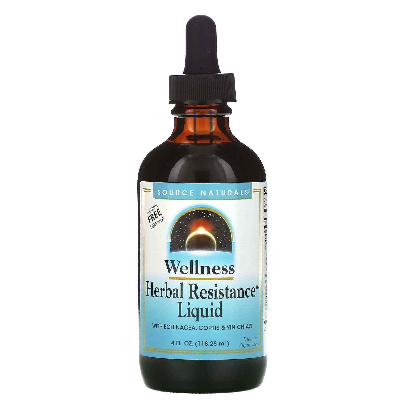 Source Naturals, Líquido Wellness Herbal Resistance con equinácea, Coptis y Yin Chiao, Sin alcohol, 118,28 ml (4 oz. líq.)