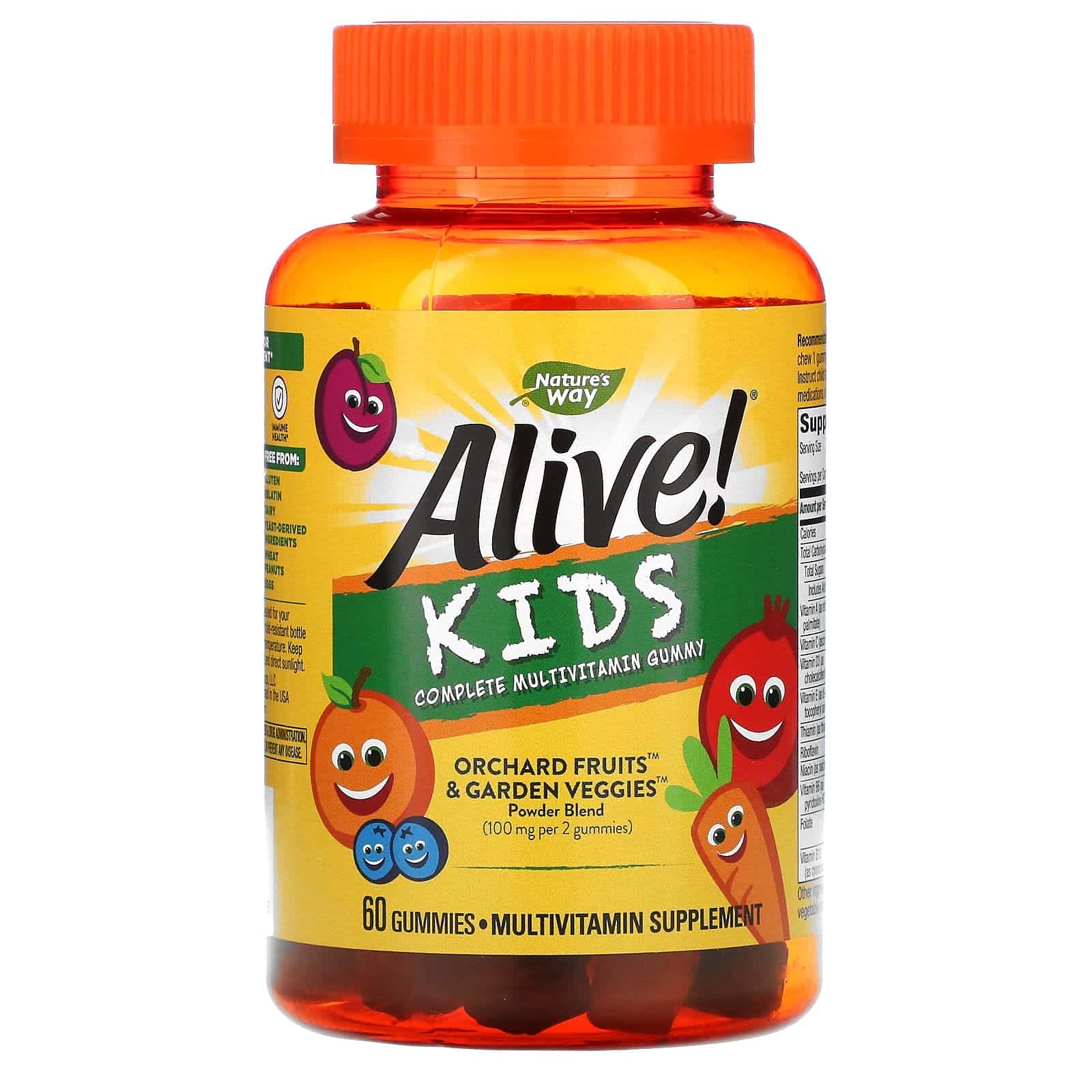 Nature's Way, Alive! Suplemento multivitamínico completo para niños, Cereza, naranja y uva, 60 gomitas