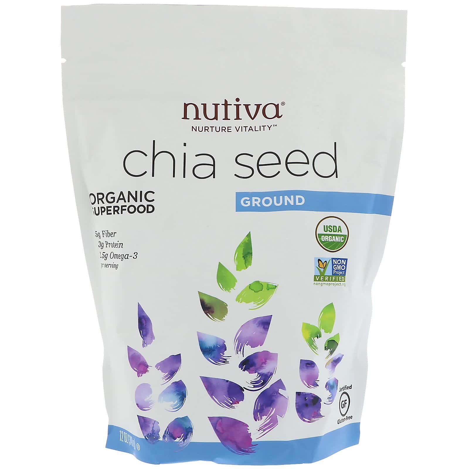 Nutiva, Semilla de chía orgánica molida, 12 oz (340 g)