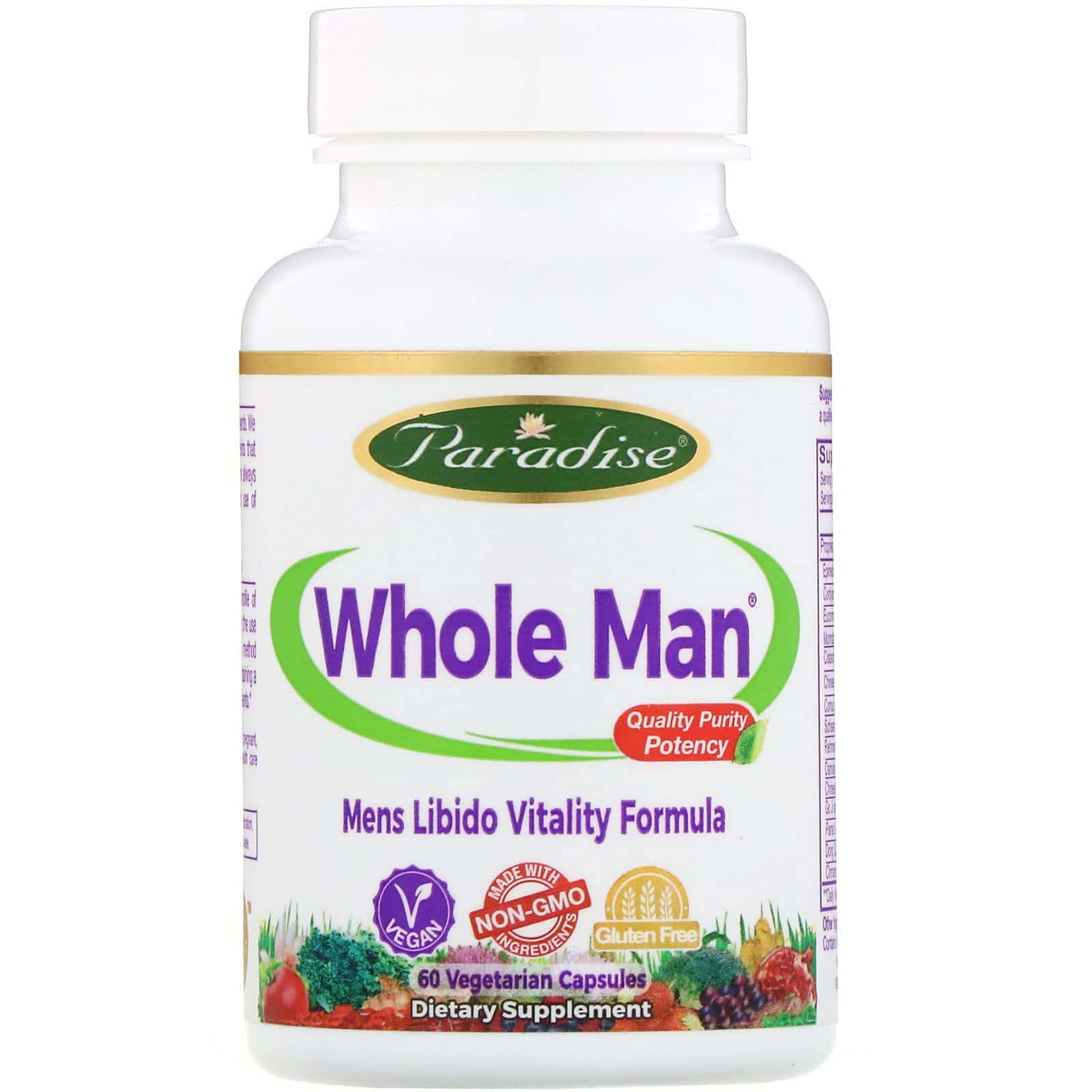 Paradise Herbs, Whole-Man, Rhino-Virility Formula, 60 Vegetarian Capsules